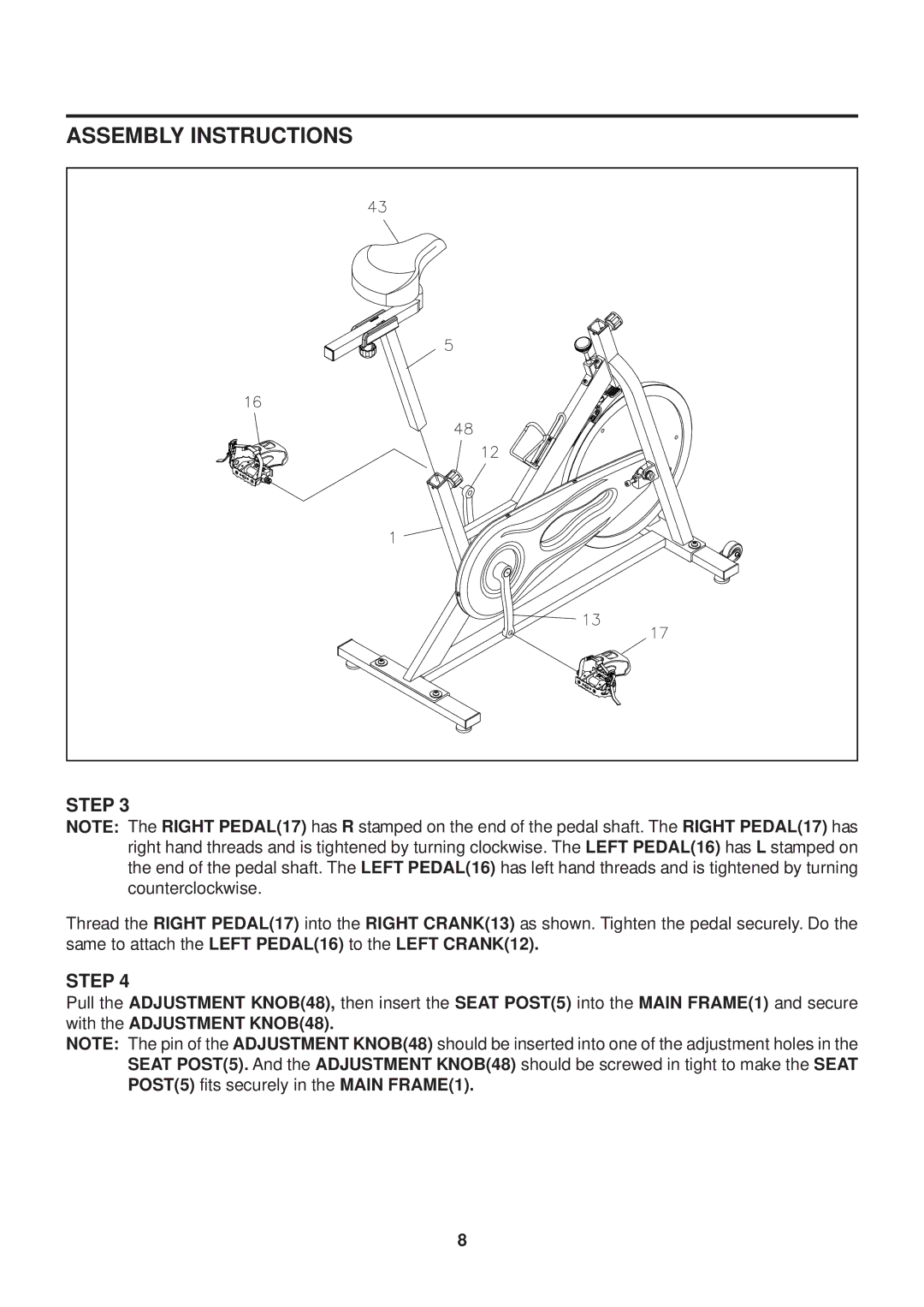 Stamina Products 15-9200 owner manual Assembly Instructions 