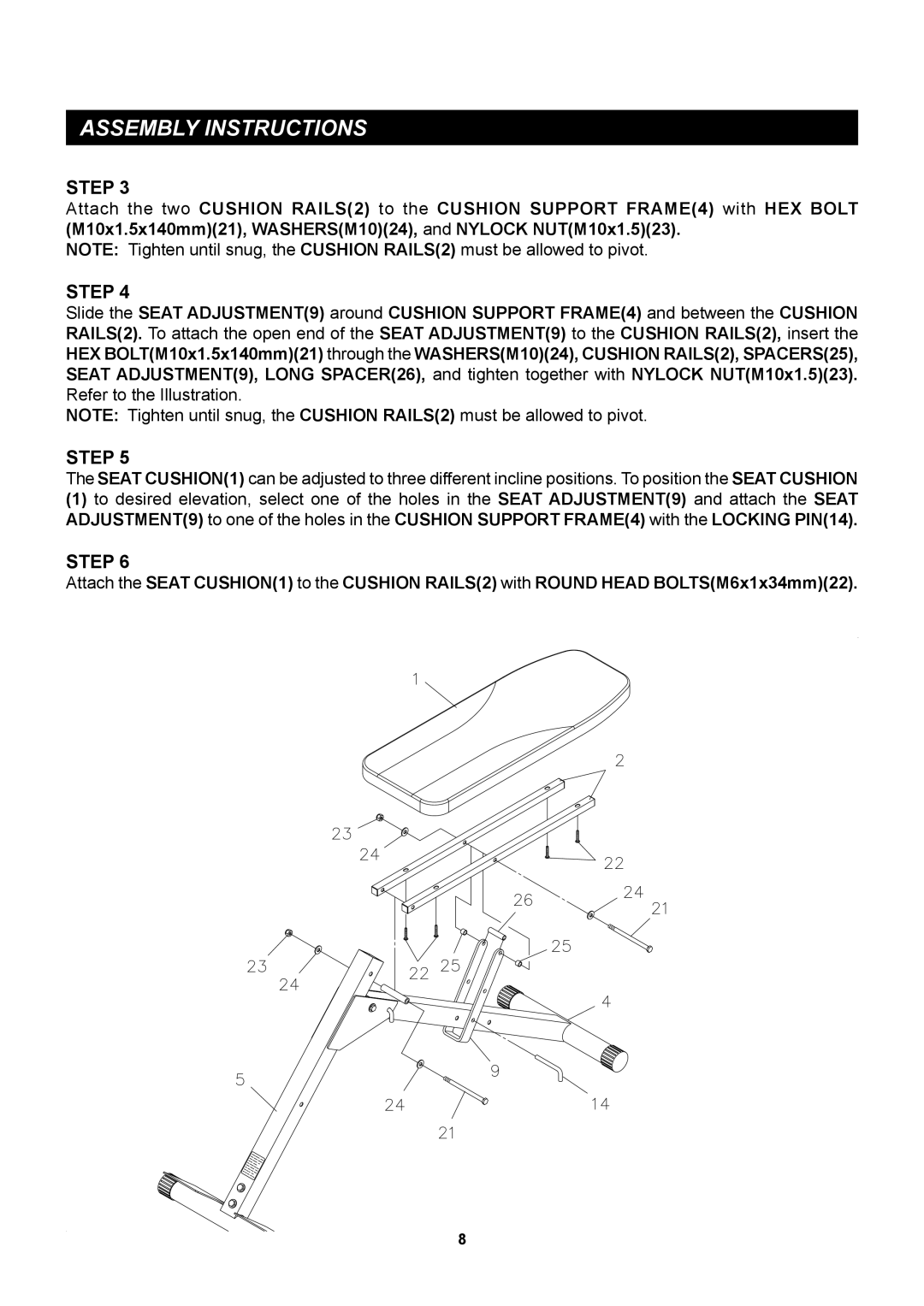 Stamina Products 20-2021 owner manual Assembly Instructions 