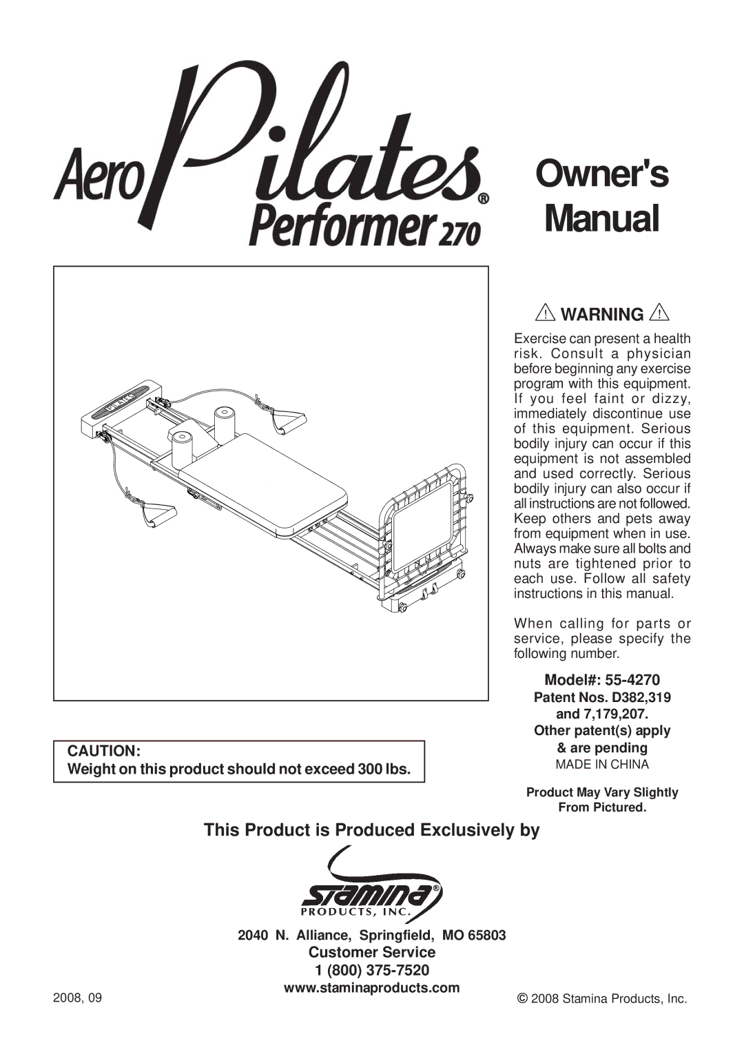 Stamina Products 270 owner manual Owners Manual 