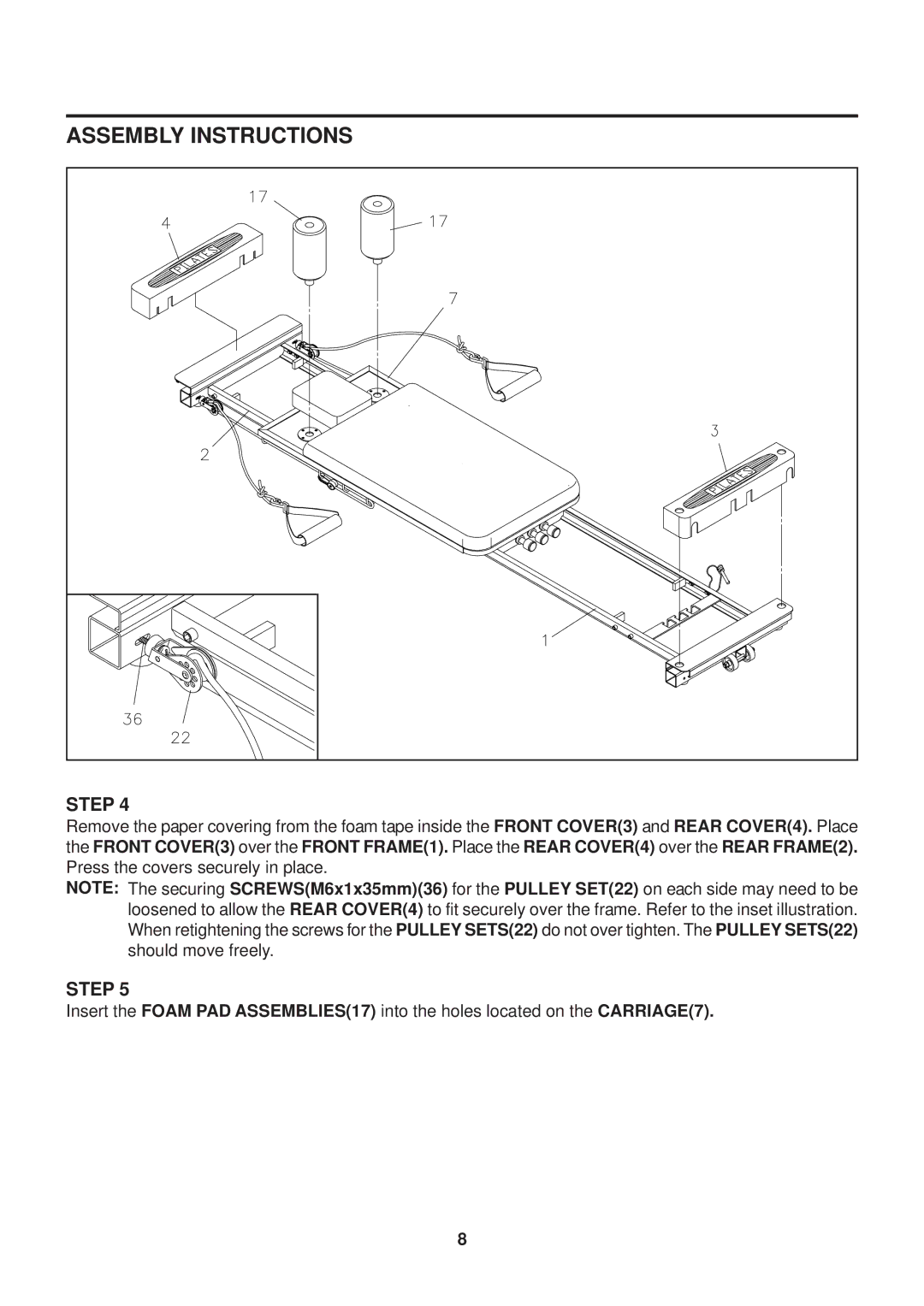 Stamina Products 270 owner manual Assembly Instructions 