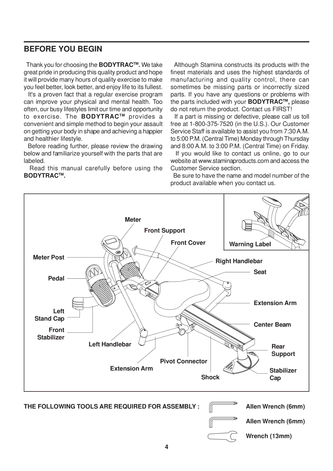 Stamina Products 35-1050C owner manual Before YOU Begin, Bodytractm 