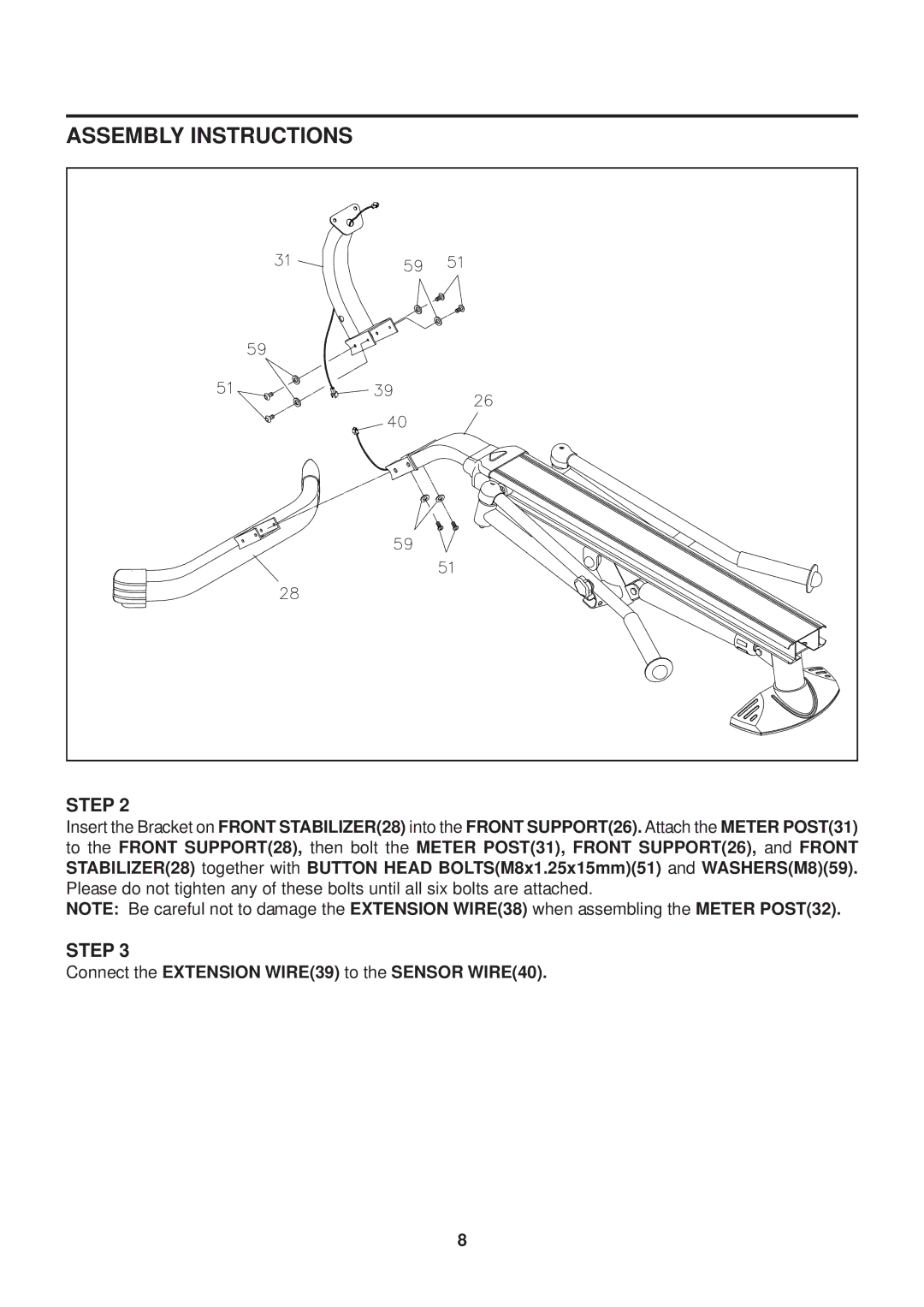 Stamina Products 35-1050C owner manual Connect the Extension WIRE39 to the Sensor WIRE40 