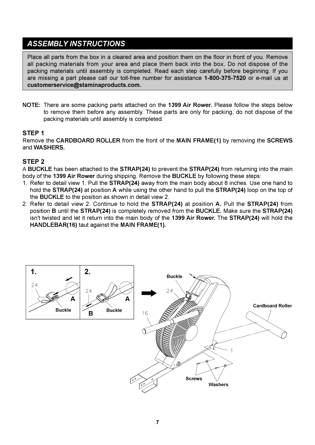 Stamina Products 35-1399 owner manual Assembly Instructions, Step 