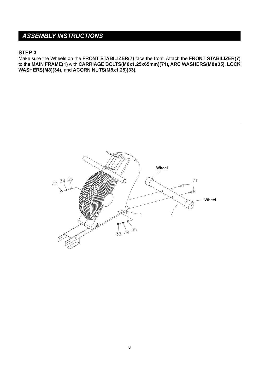 Stamina Products 35-1399 owner manual Wheel 