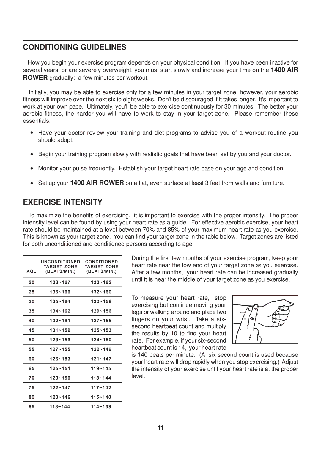 Stamina Products 35-1400A owner manual Conditioning Guidelines, Exercise Intensity 