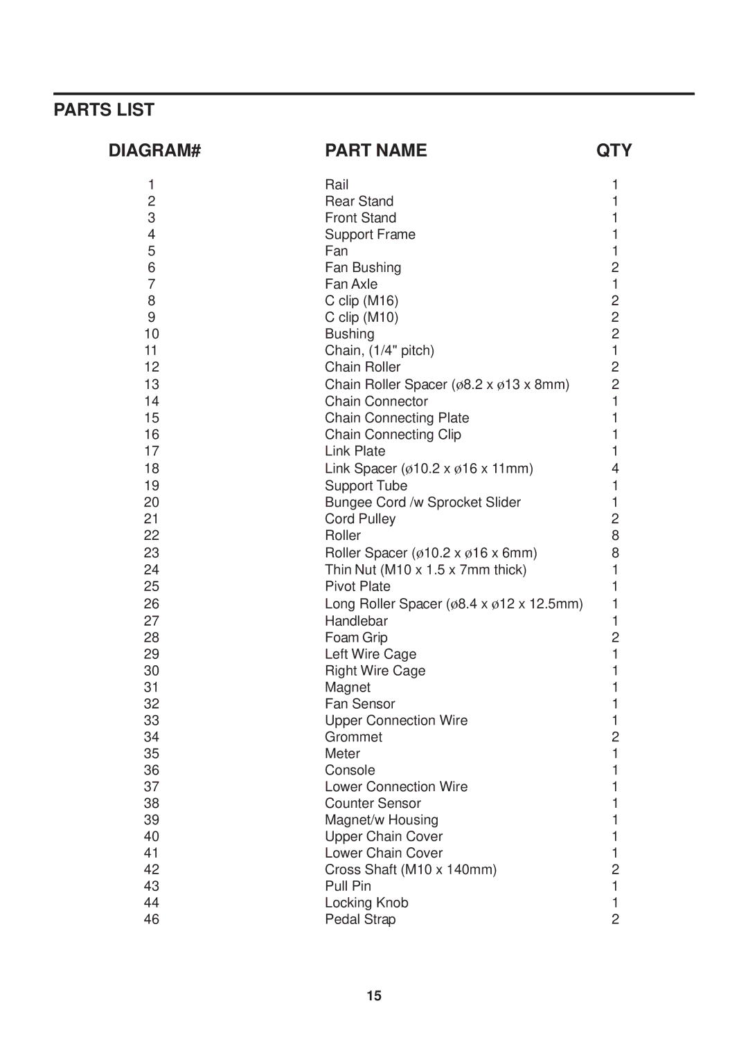 Stamina Products 35-1400A owner manual DIAGRAM# Part Name, Qty 