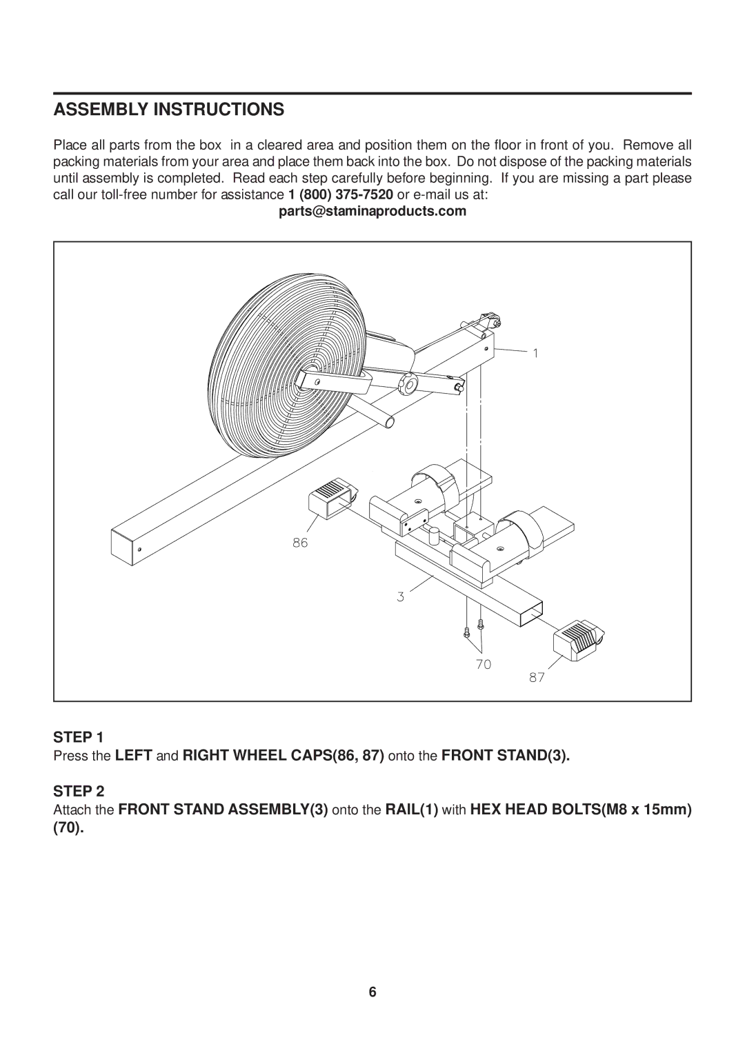 Stamina Products 35-1400A owner manual Assembly Instructions, Step 