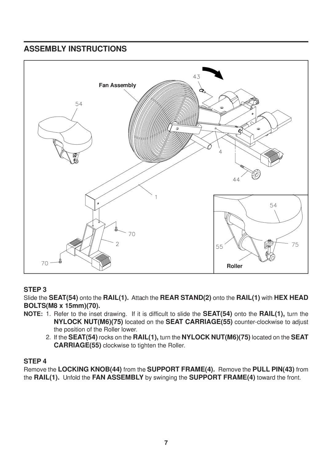 Stamina Products 35-1400A owner manual Fan Assembly 