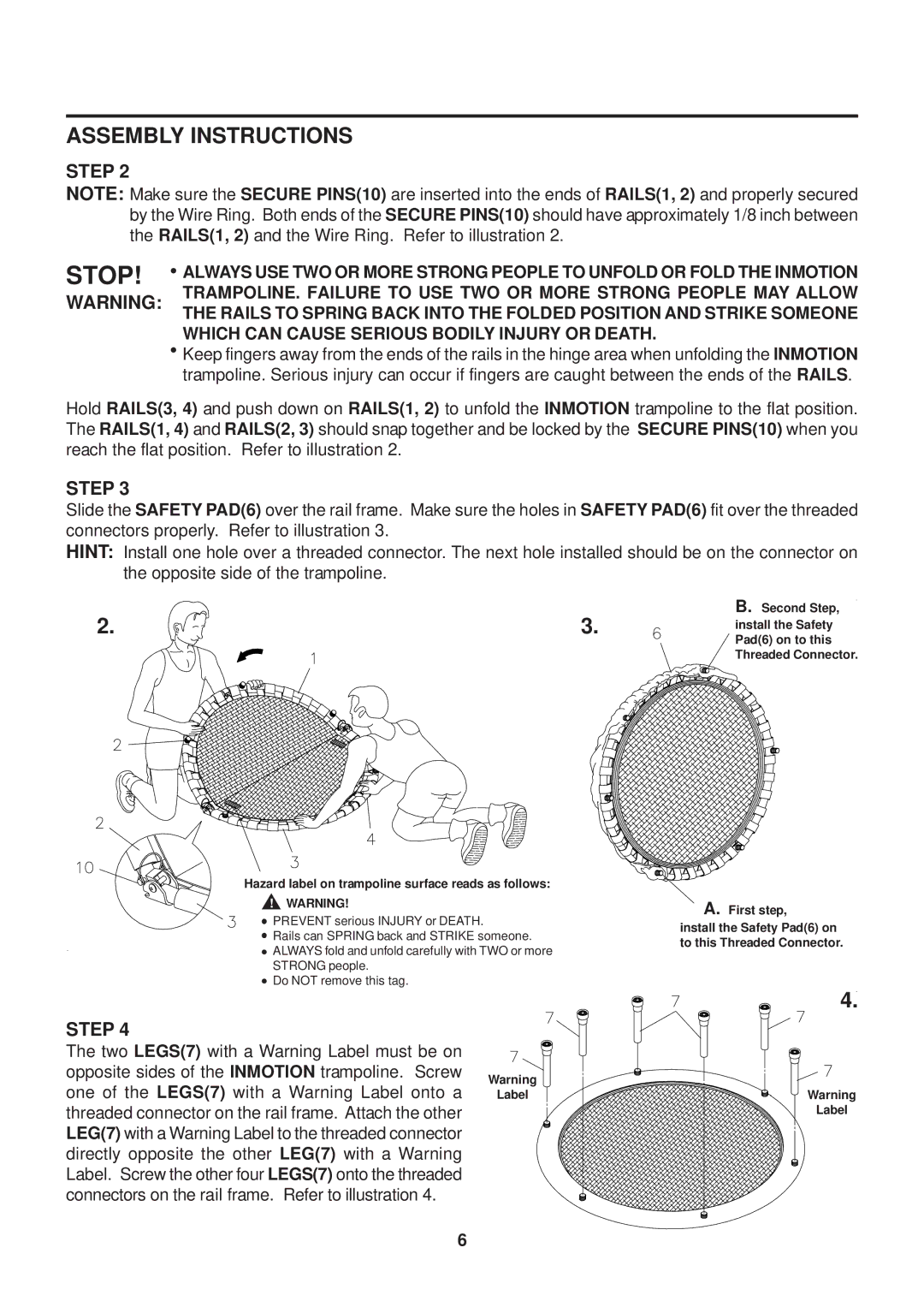 Stamina Products 35-1625DW owner manual Stop 