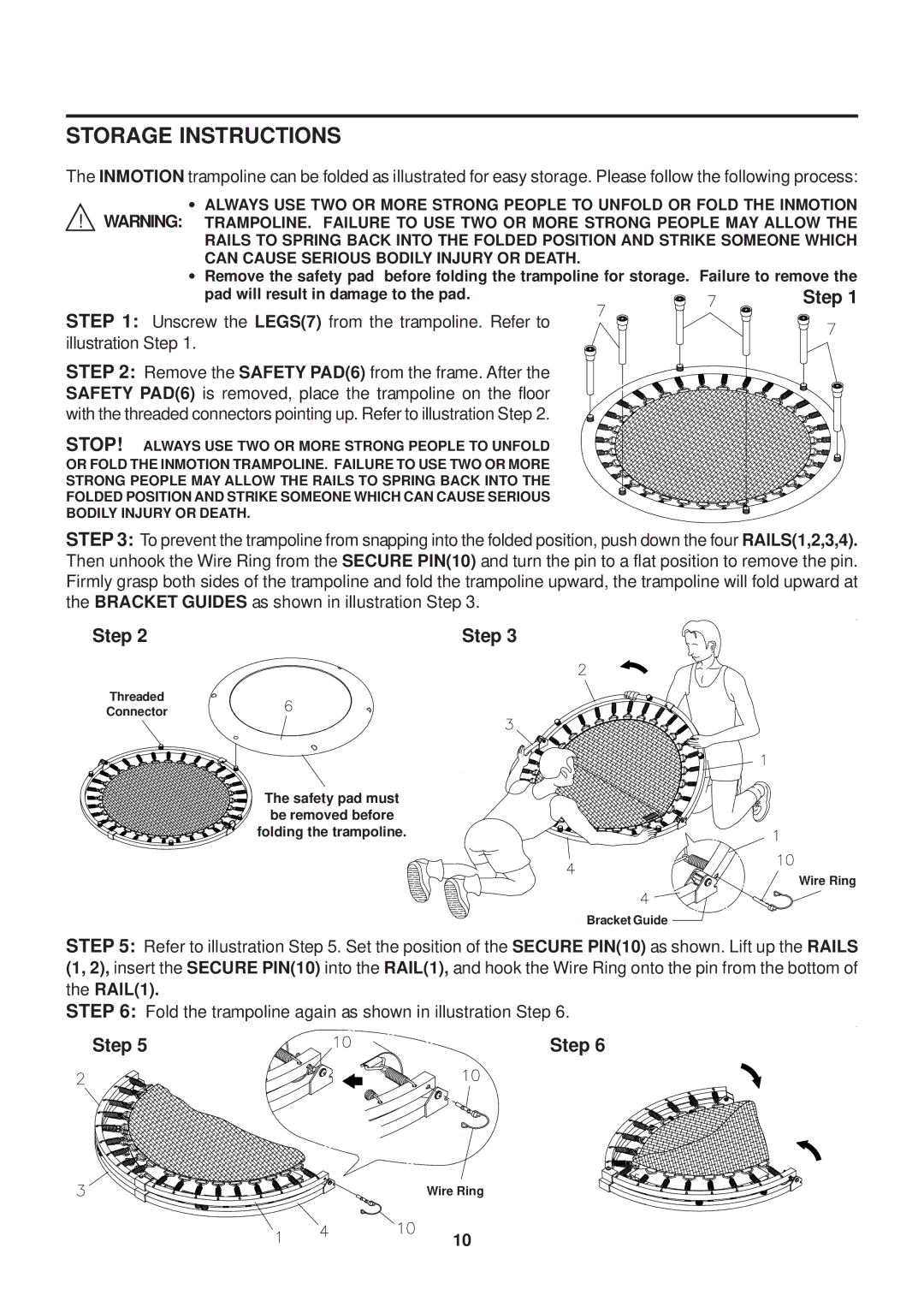 Stamina Products 35-1650F owner manual Storage Instructions, Step 