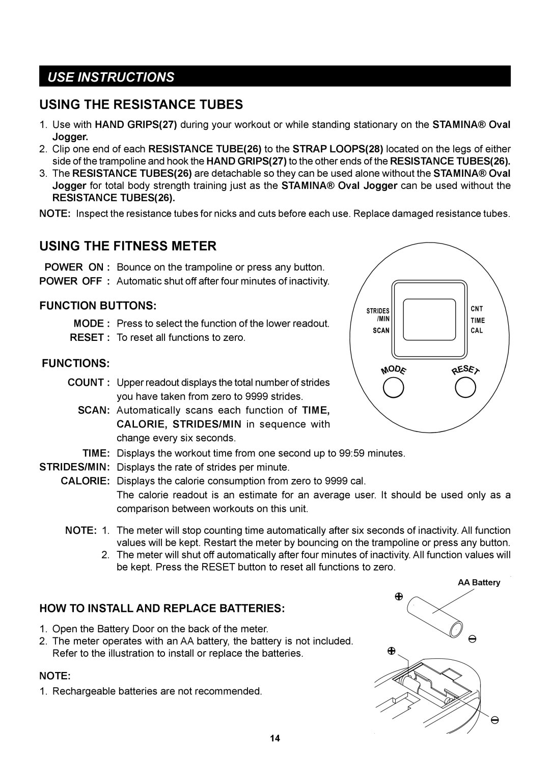 Stamina Products 35-1699 owner manual USE Instructions, Using the Resistance Tubes 