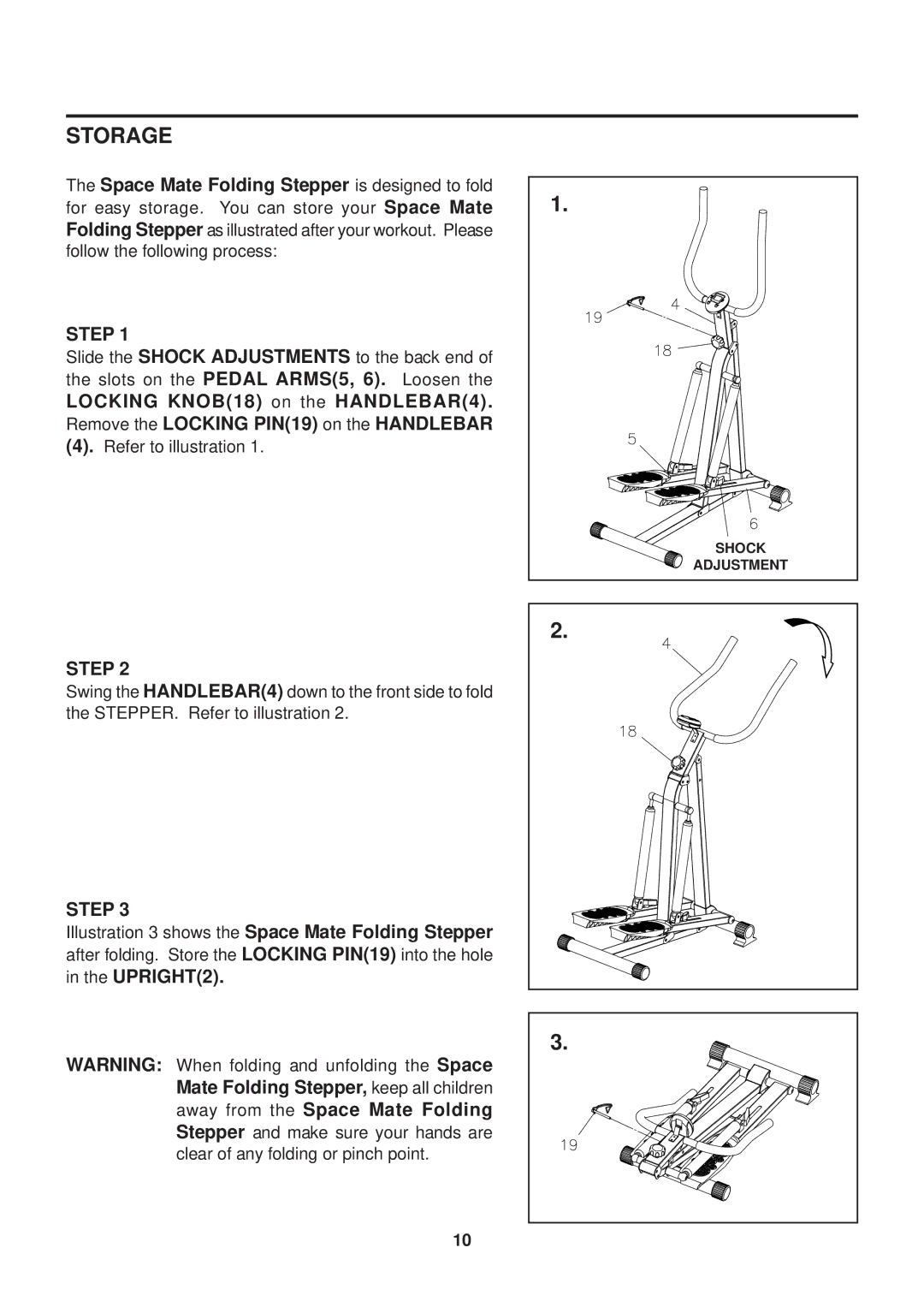 Stamina Products 40-0069 owner manual Storage, Step 