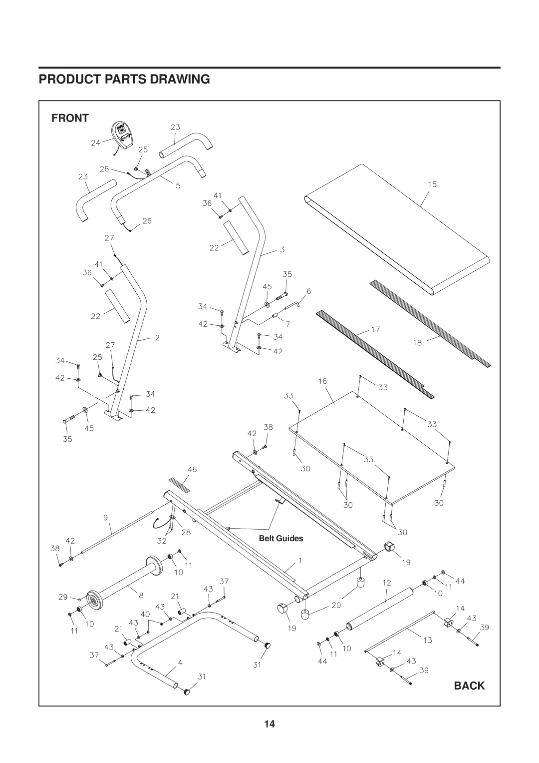 Stamina Products 45-1003 owner manual Product Parts Drawing, Back 