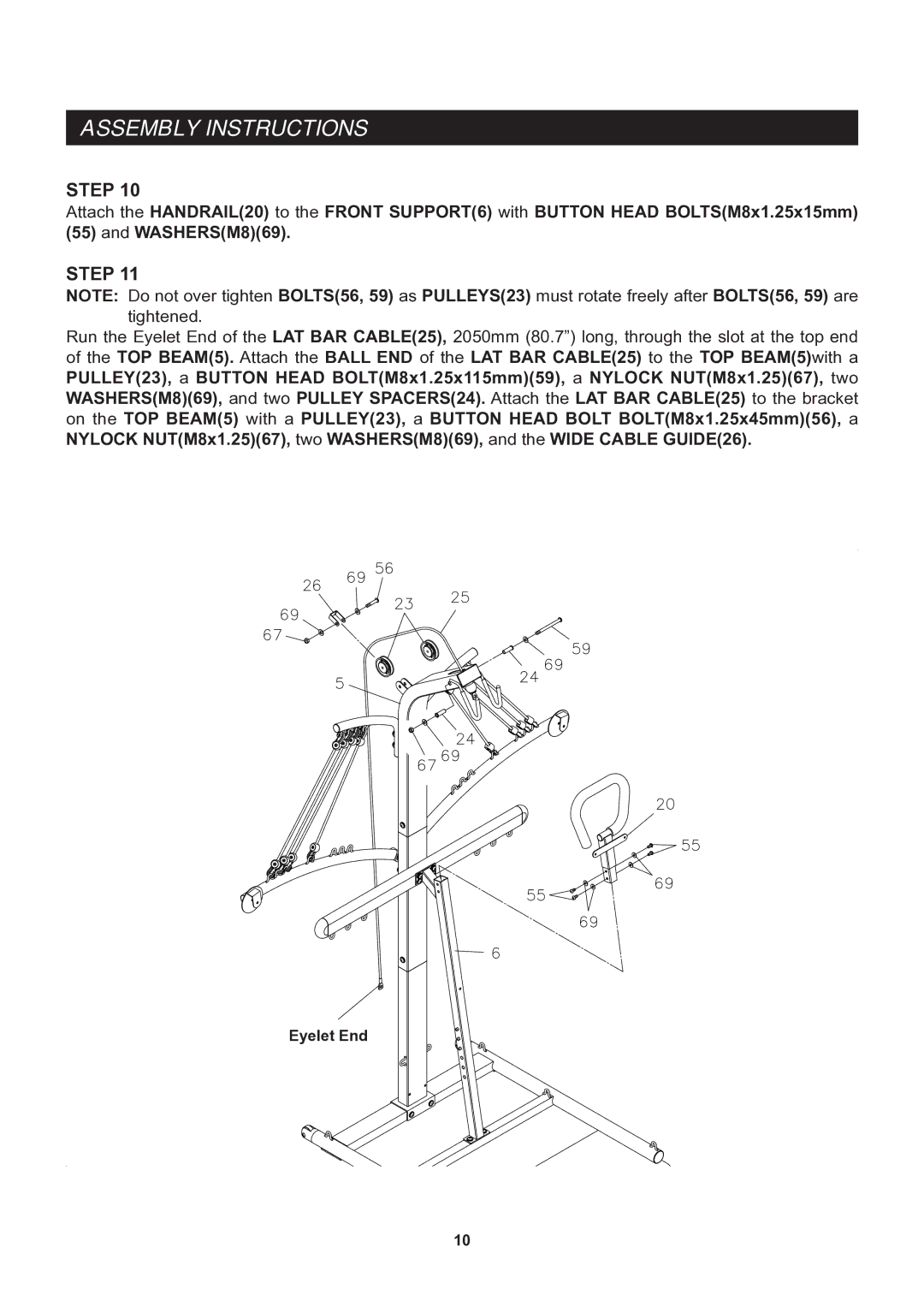 Stamina Products 50-0220 owner manual Eyelet End 