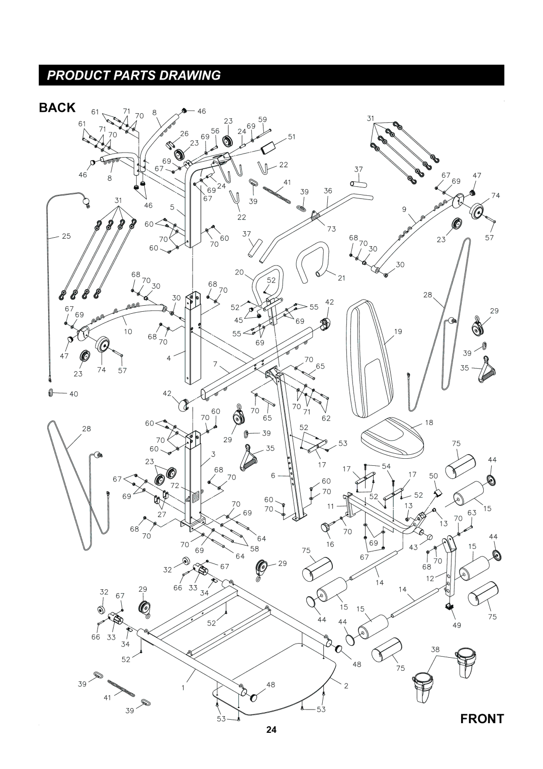 Stamina Products 50-0220 owner manual Product Parts Drawing 