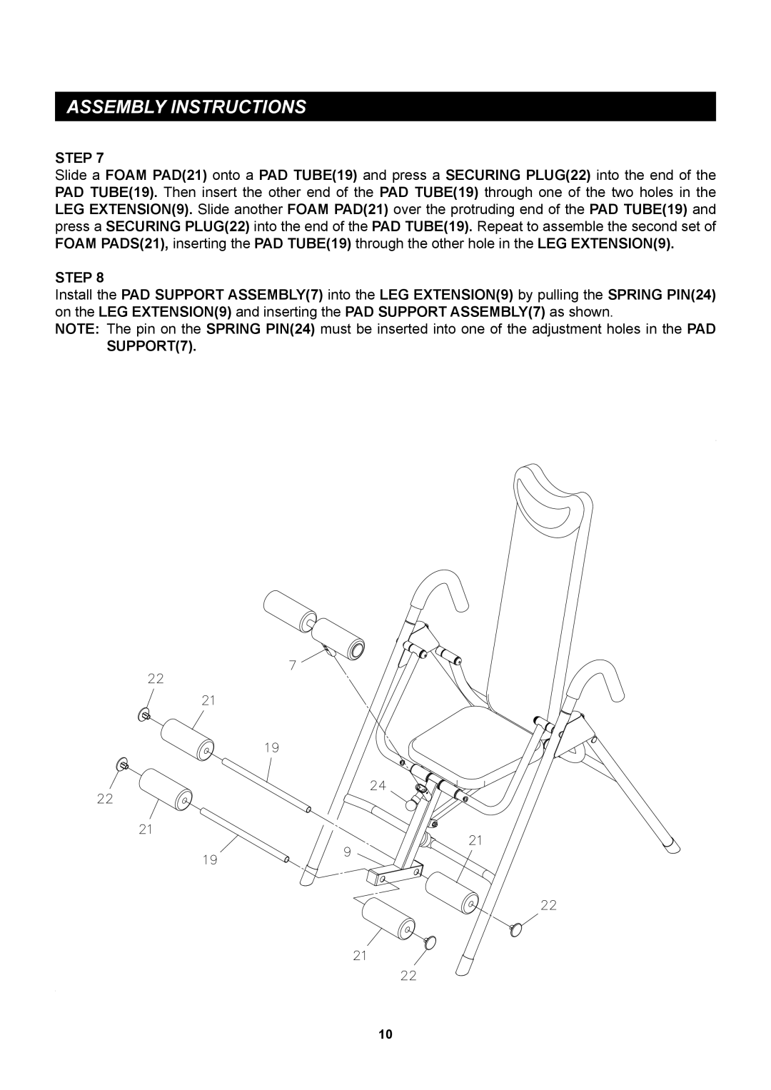 Stamina Products 55-1510 owner manual SUPPORT7 