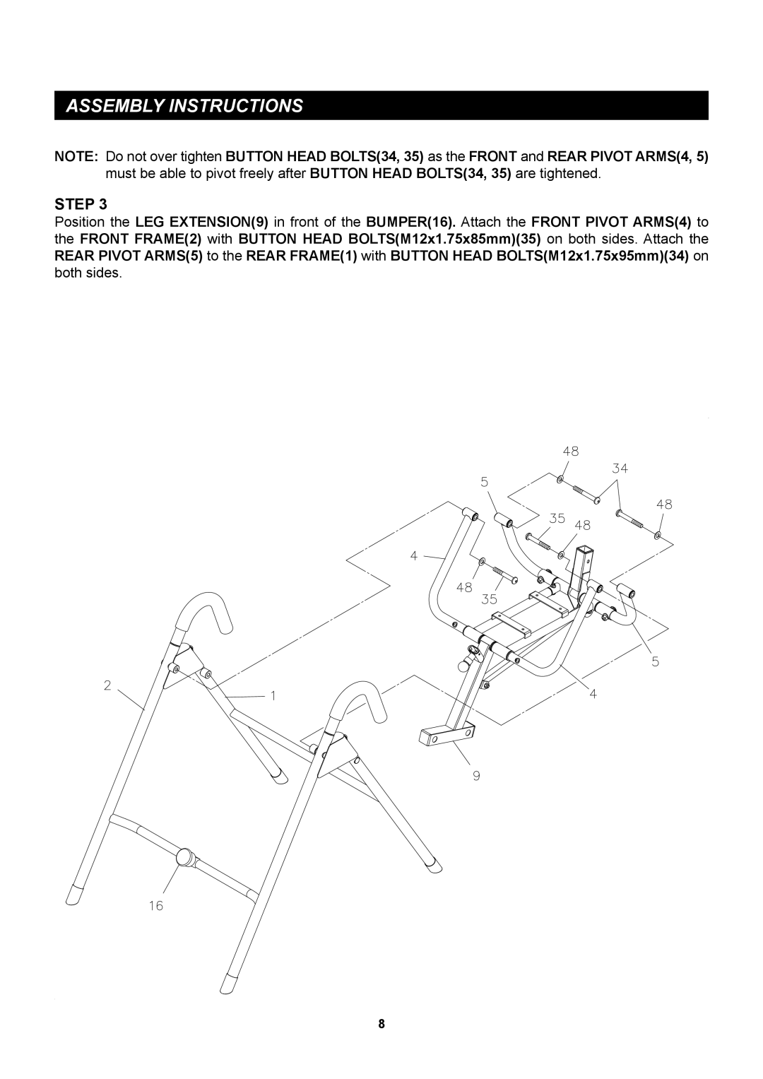 Stamina Products 55-1510 owner manual Assembly Instructions 