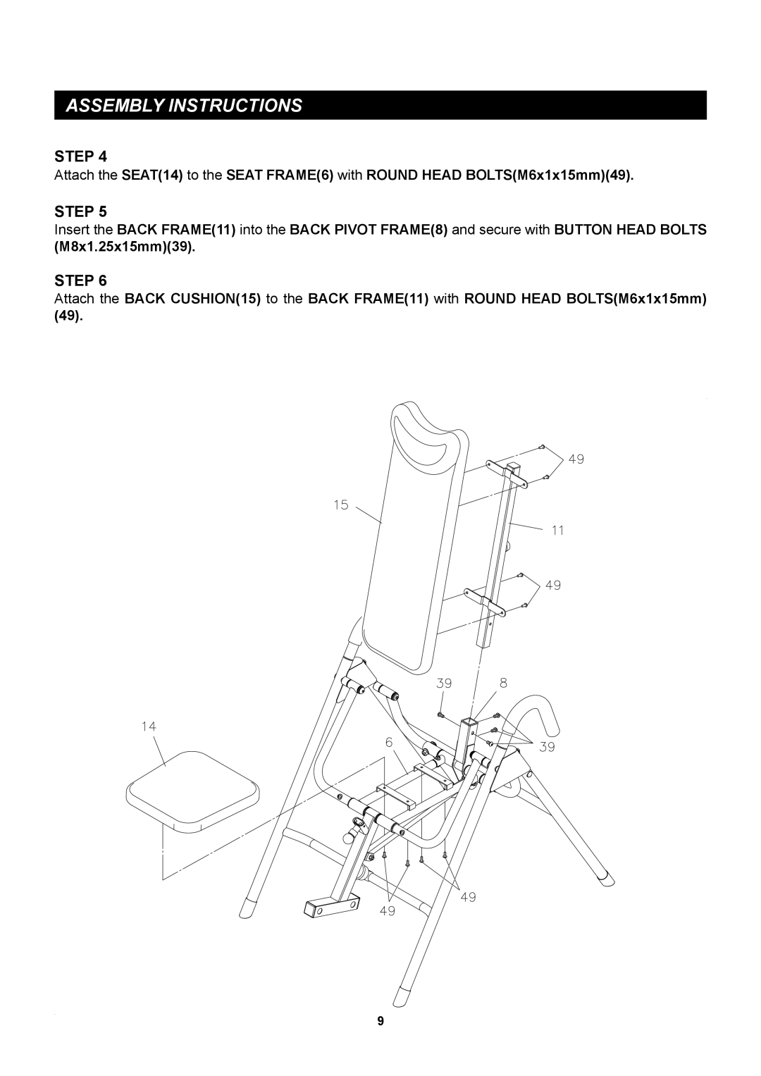 Stamina Products 55-1510 owner manual Assembly Instructions 