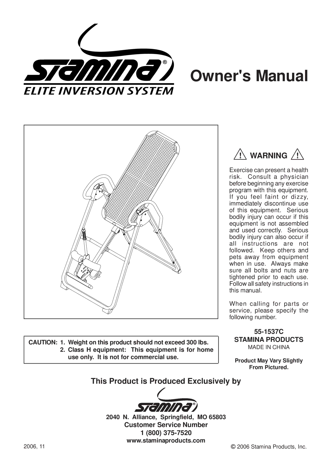 Stamina Products 55-1537C owner manual Stamina Products 