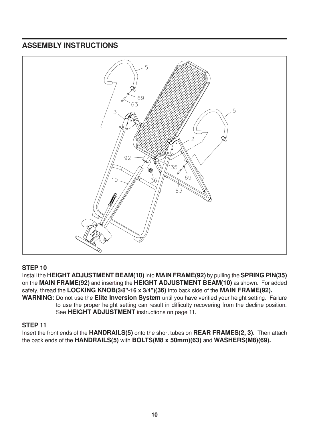 Stamina Products 55-1537C owner manual Assembly Instructions 