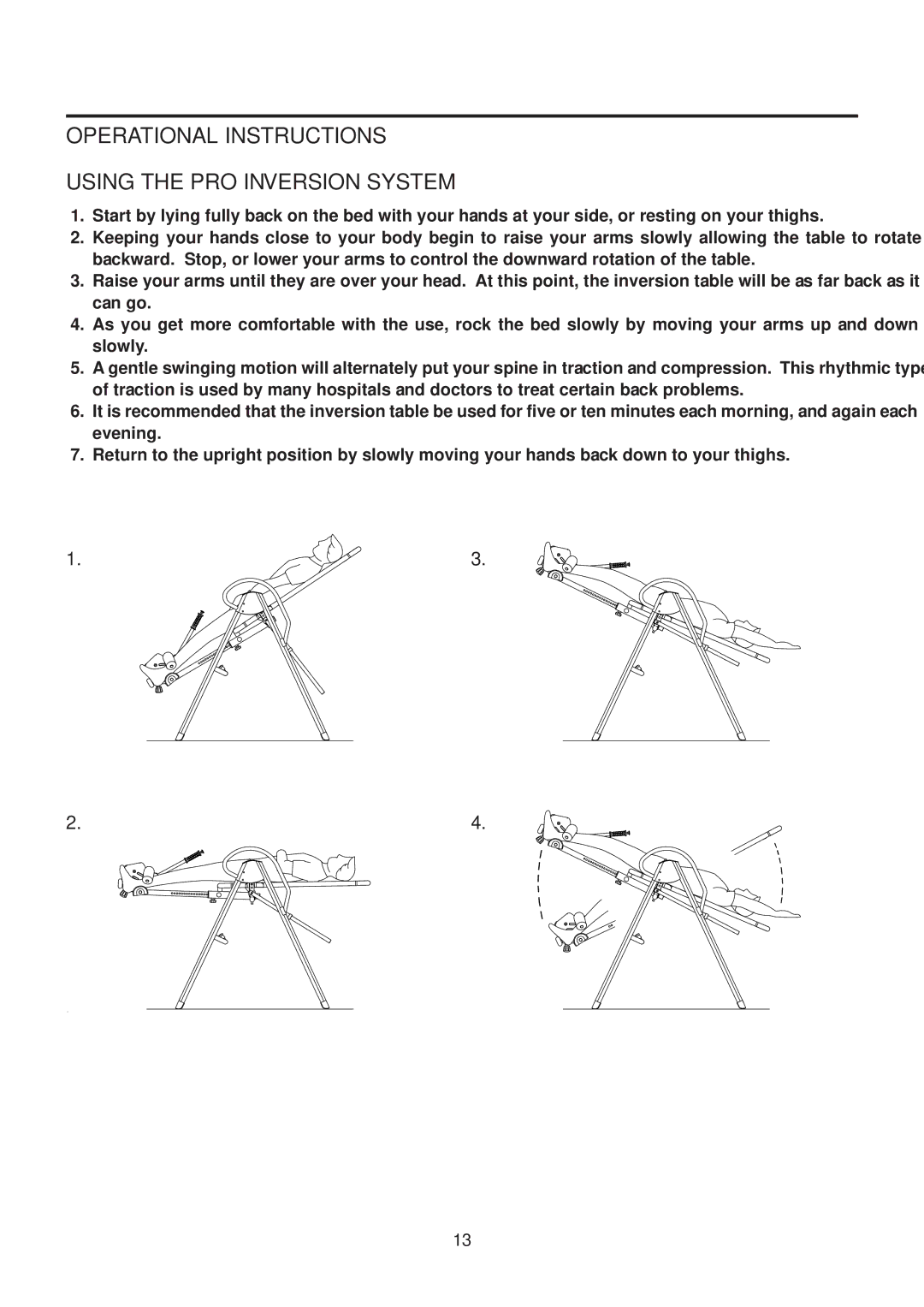 Stamina Products 55-1537C owner manual Operational Instructions Using the PRO Inversion System 