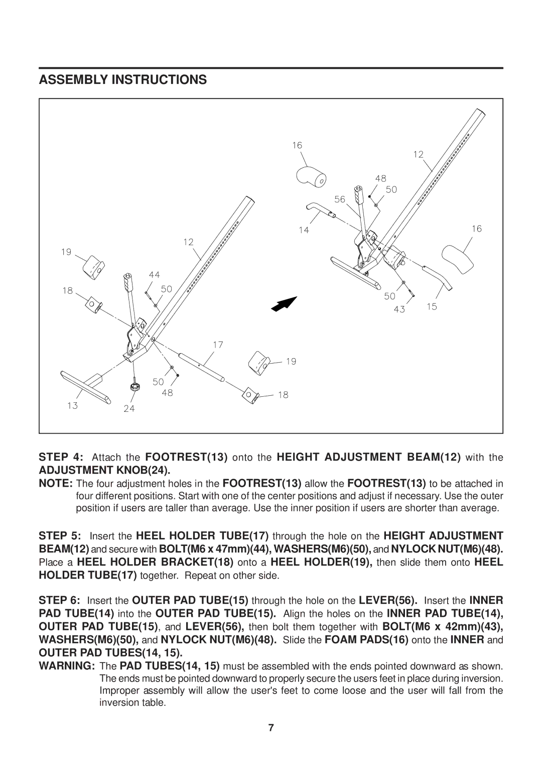 Stamina Products 55-1539 owner manual Adjustment KNOB24, Outer PAD TUBES14 