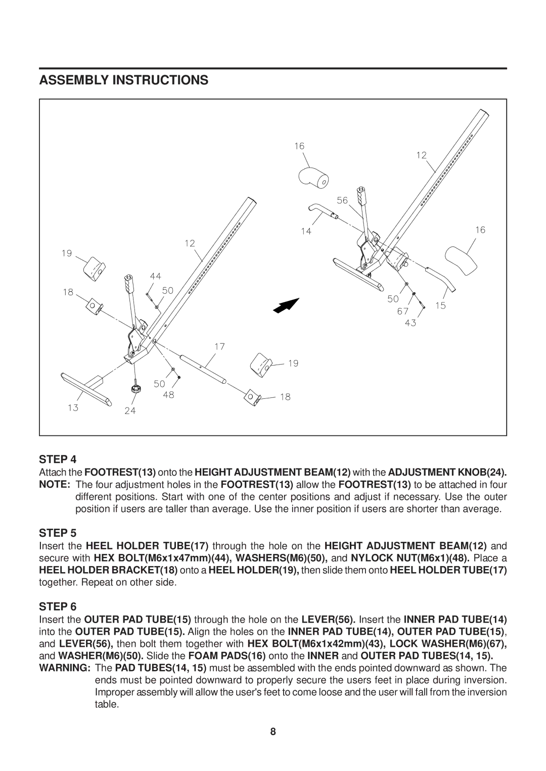 Stamina Products 55-1539A owner manual Assembly Instructions 