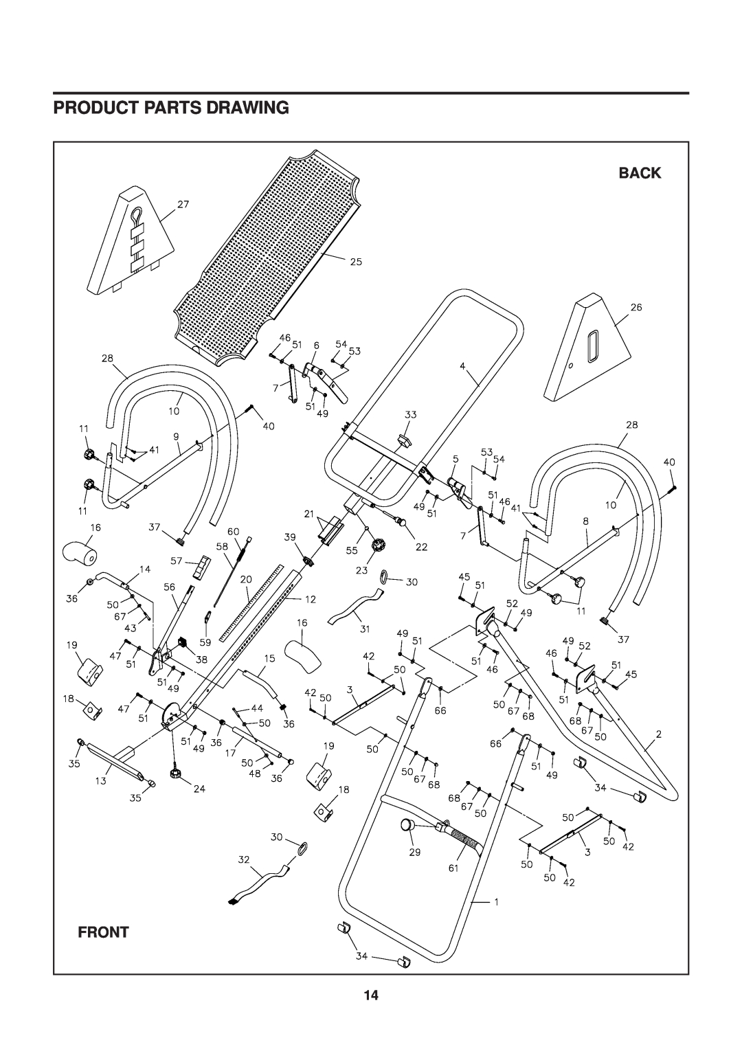Stamina Products 55-1539A owner manual Product Parts Drawing, Back 