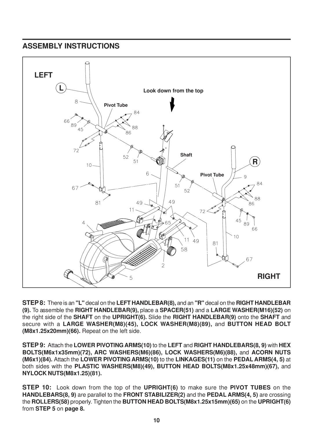 Stamina Products 55-1772 owner manual Nylock NUTSM8x1.2581 