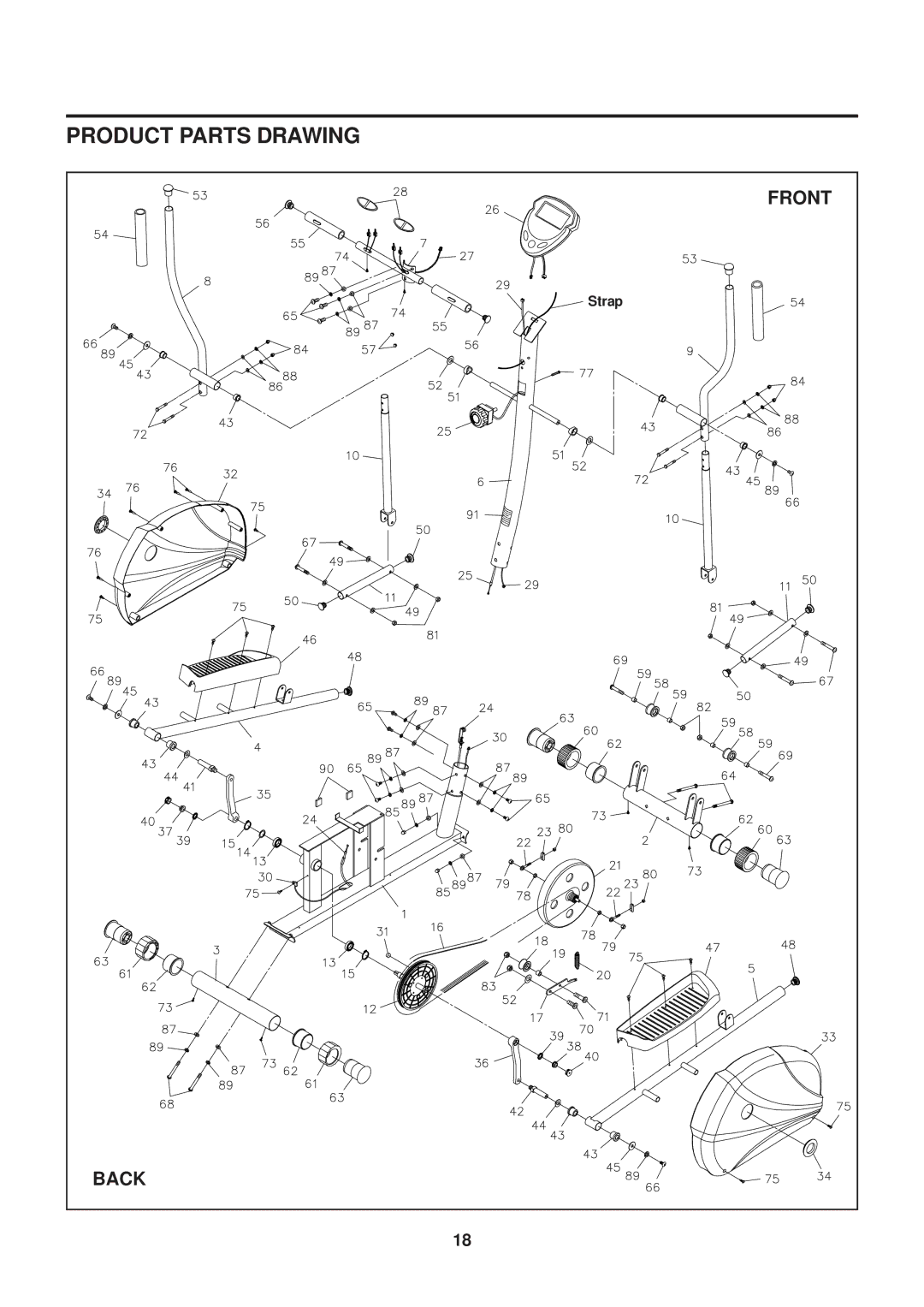 Stamina Products 55-1772 owner manual Product Parts Drawing, Front 