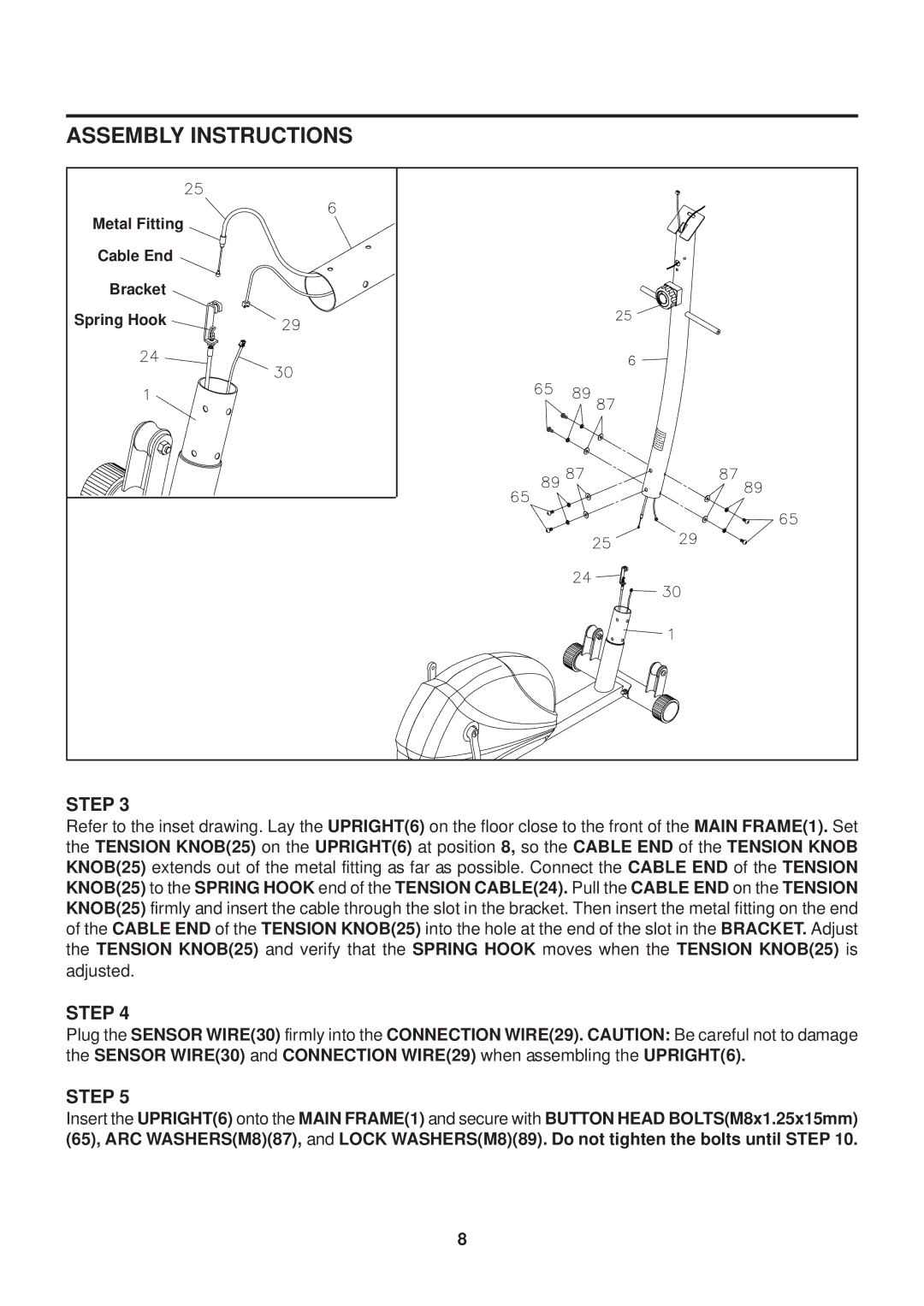 Stamina Products 55-1772 owner manual Metal Fitting 