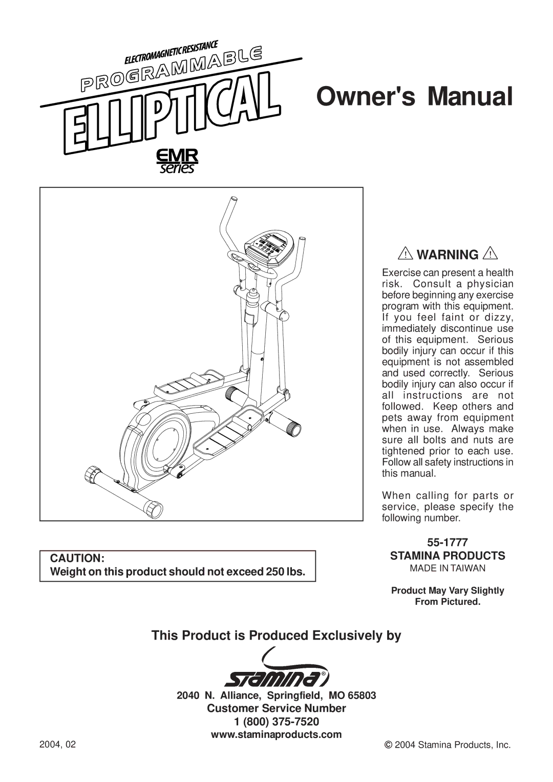 Stamina Products 55-1777 owner manual Stamina Products 