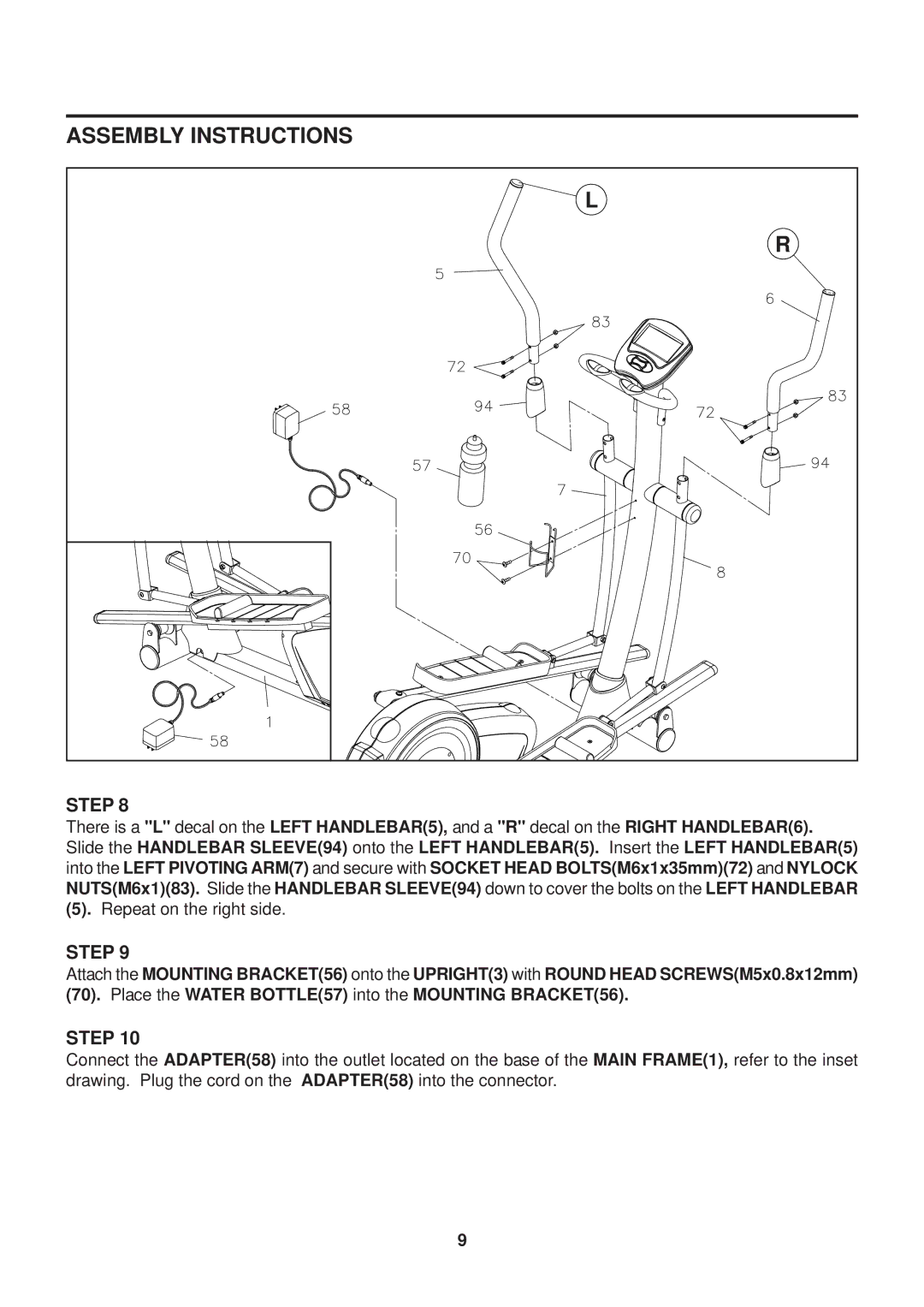 Stamina Products 55-1779 owner manual Repeat on the right side 