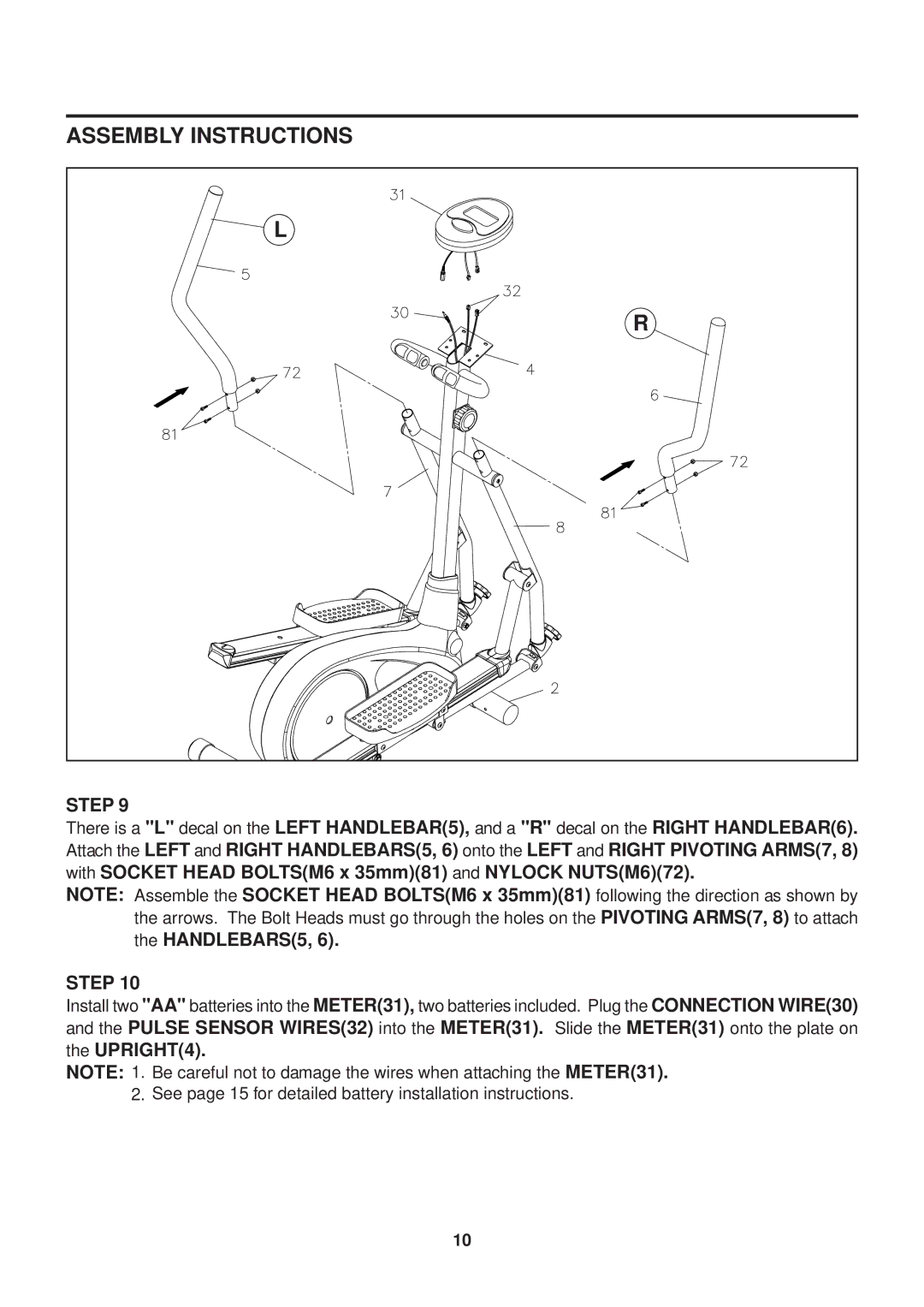 Stamina Products 55-2010 owner manual Assembly Instructions 