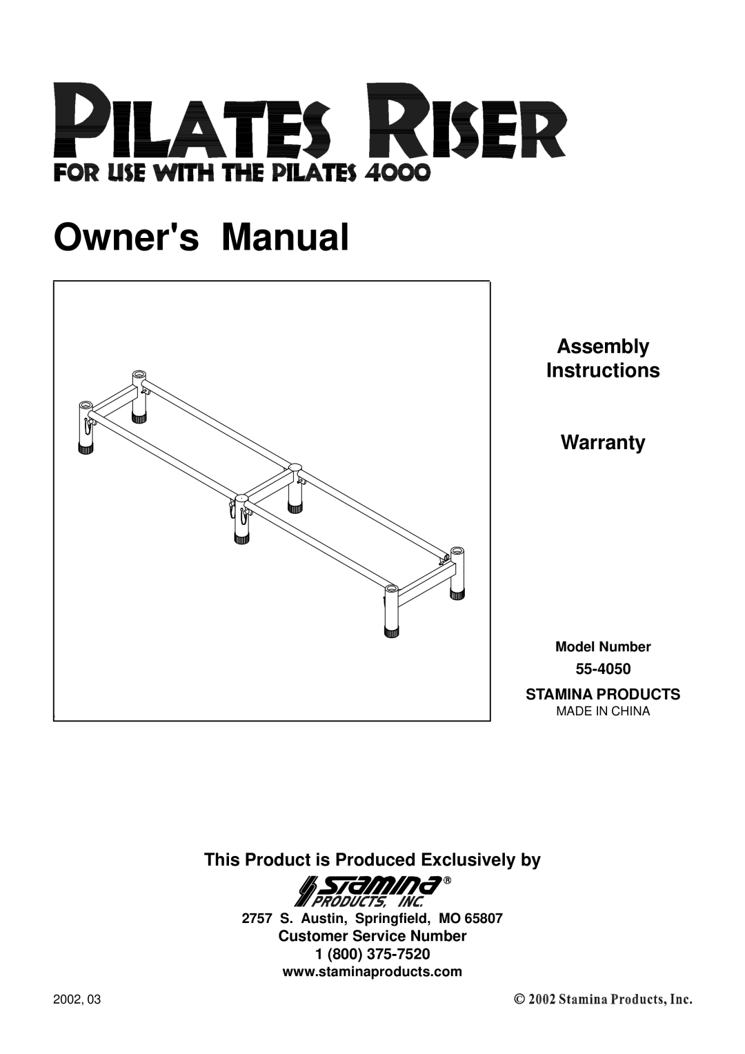 Stamina Products 55-4050 owner manual Assembly Instructions Warranty 