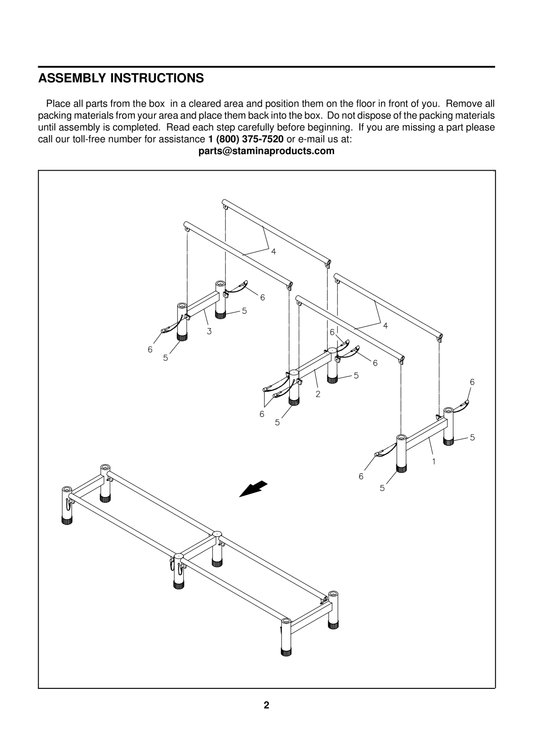 Stamina Products 55-4050 owner manual Assembly Instructions 