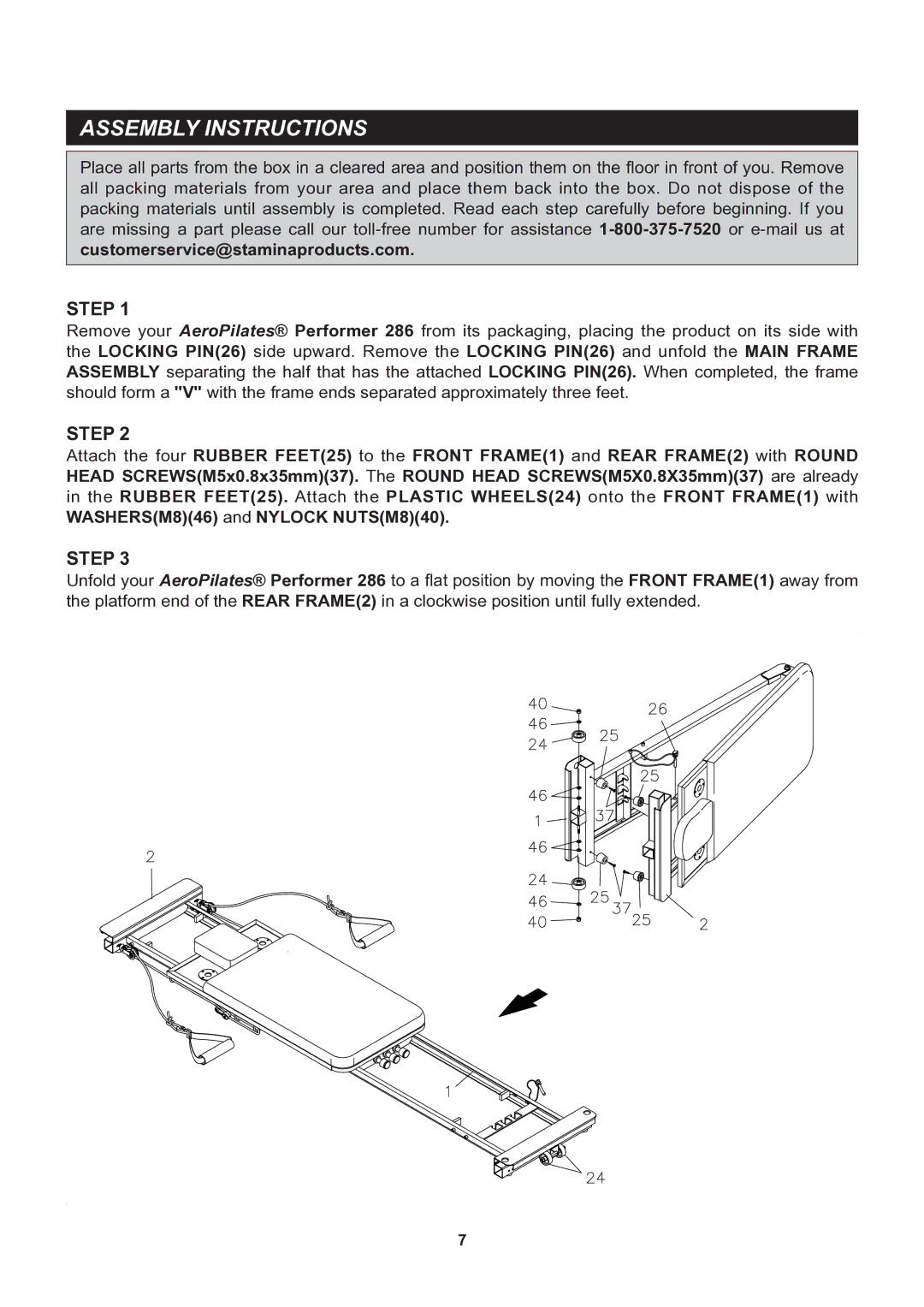 Stamina Products 55-4286 owner manual Assembly Instructions, Step 