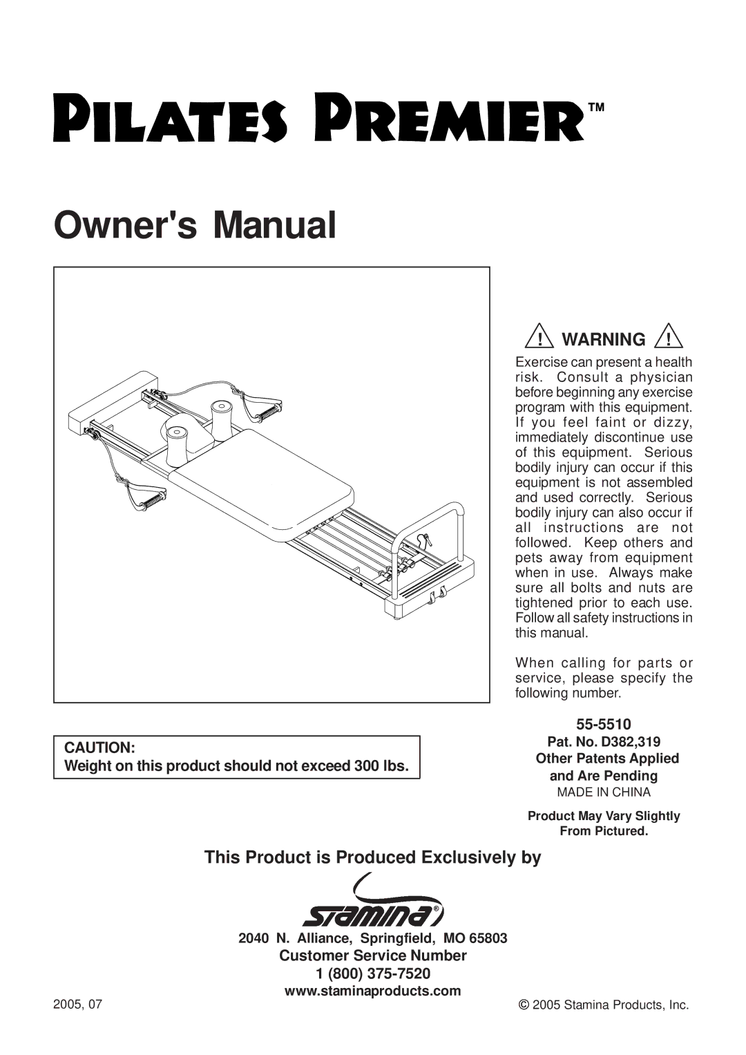 Stamina Products 55-5510 owner manual This Product is Produced Exclusively by 