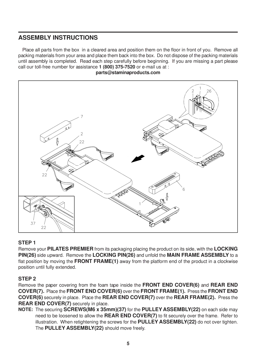 Stamina Products 55-5510 owner manual Assembly Instructions, Step 