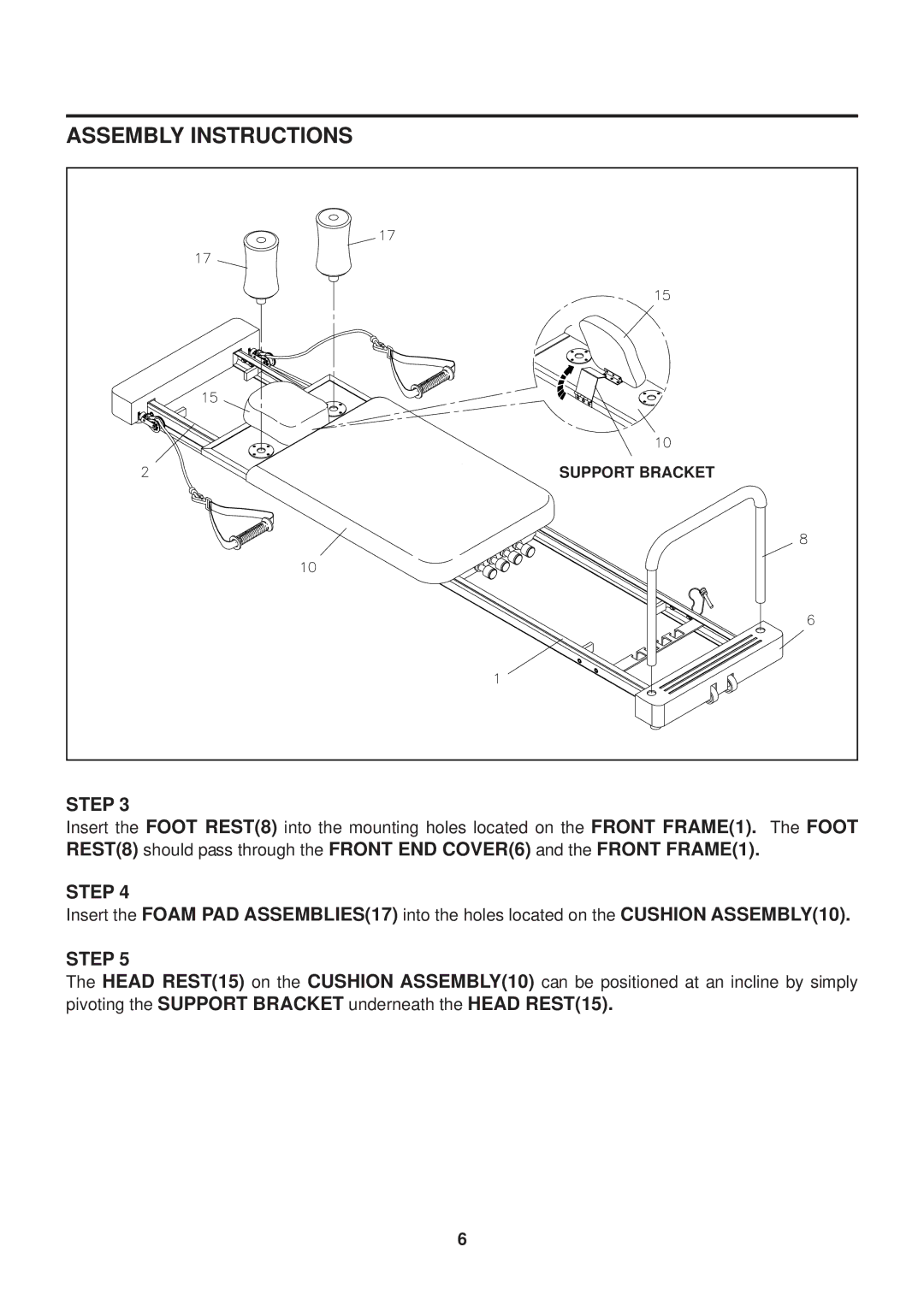 Stamina Products 55-5510 owner manual Support Bracket 