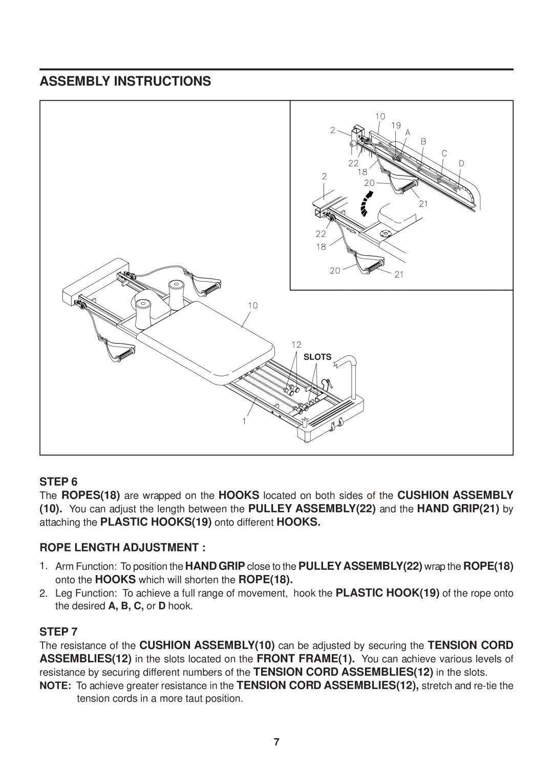 Stamina Products 55-5510 owner manual Rope Length Adjustment 