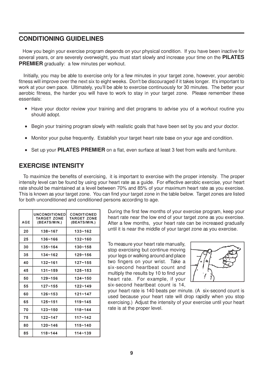 Stamina Products 55-5510 owner manual Conditioning Guidelines, Exercise Intensity 