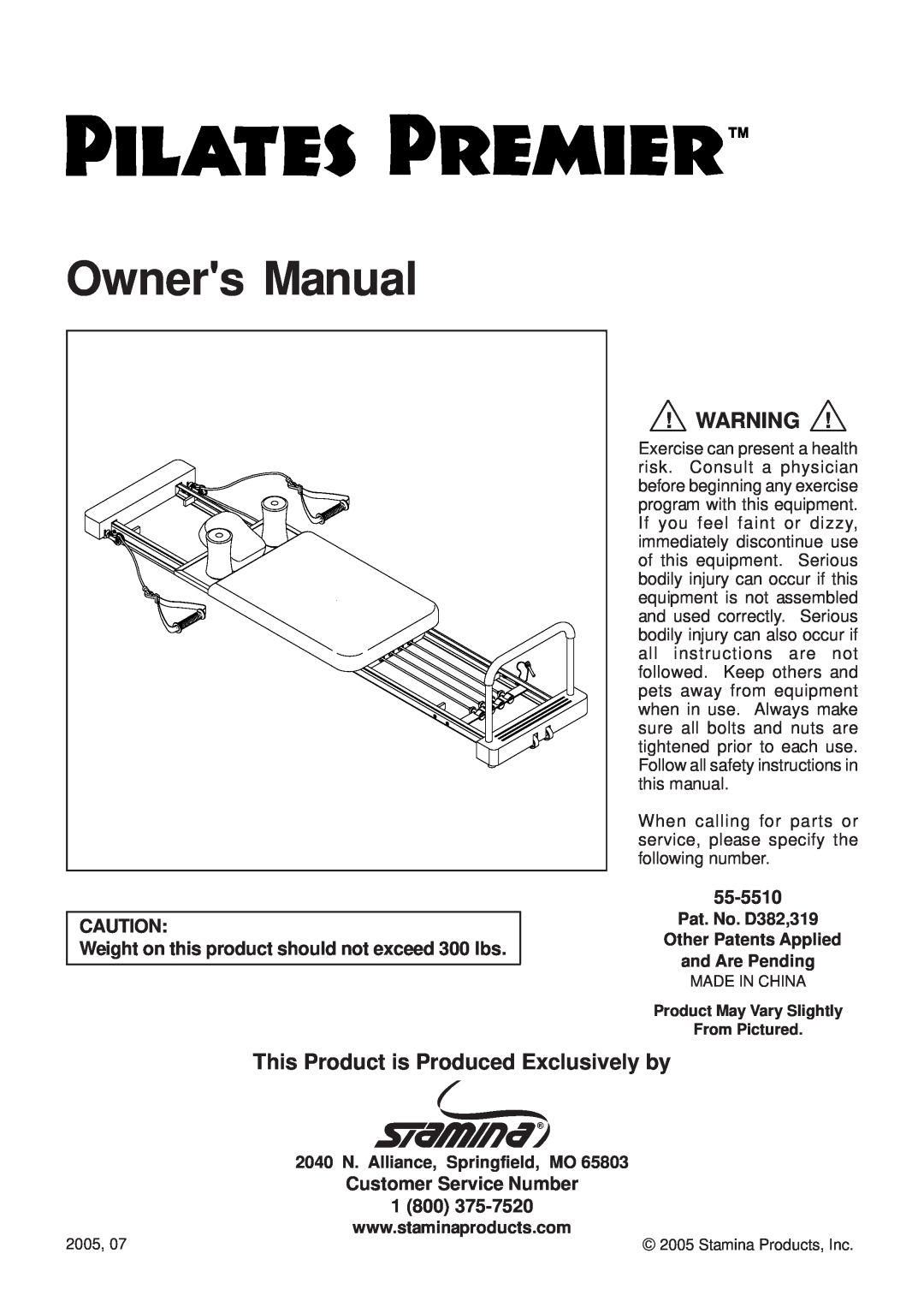 Stamina Products 55-5510 owner manual This Product is Produced Exclusively by, Owners Manual 