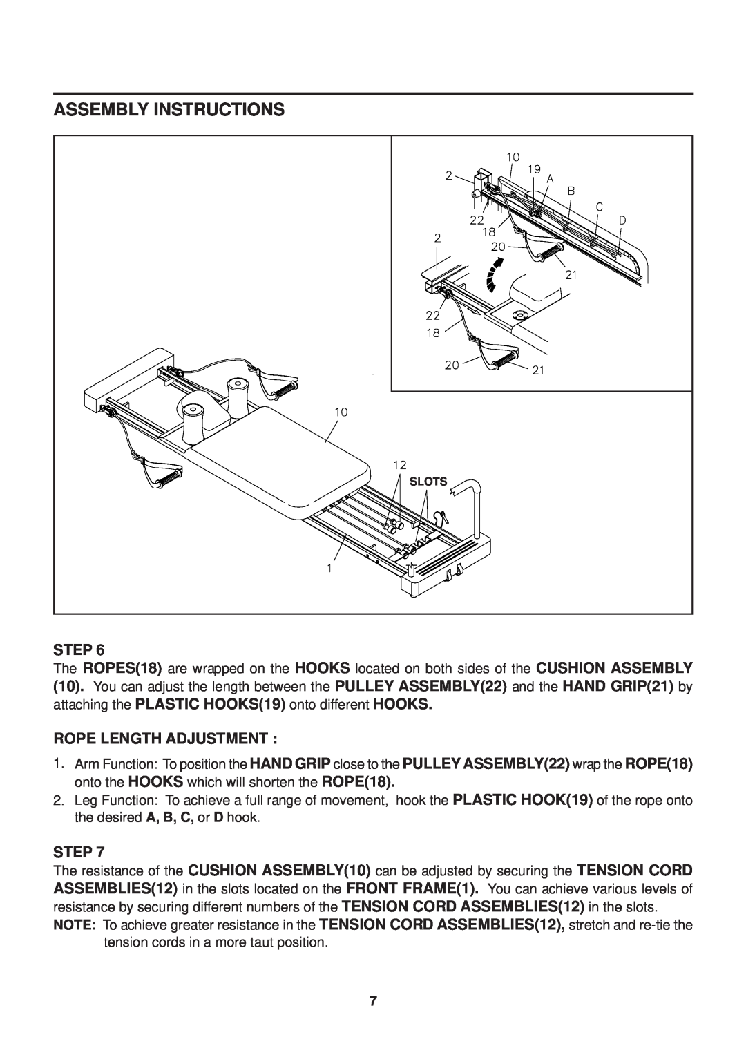 Stamina Products 55-5510 owner manual Assembly Instructions, Slots 