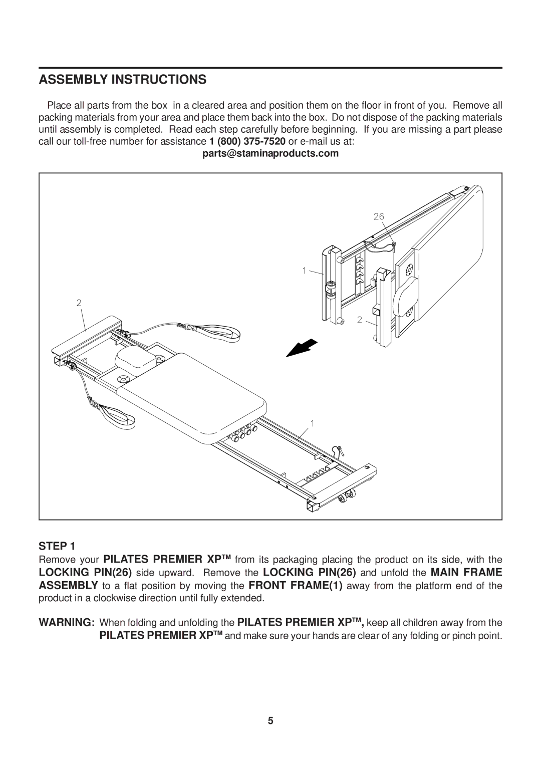 Stamina Products 55-5510C owner manual Assembly Instructions, Step 