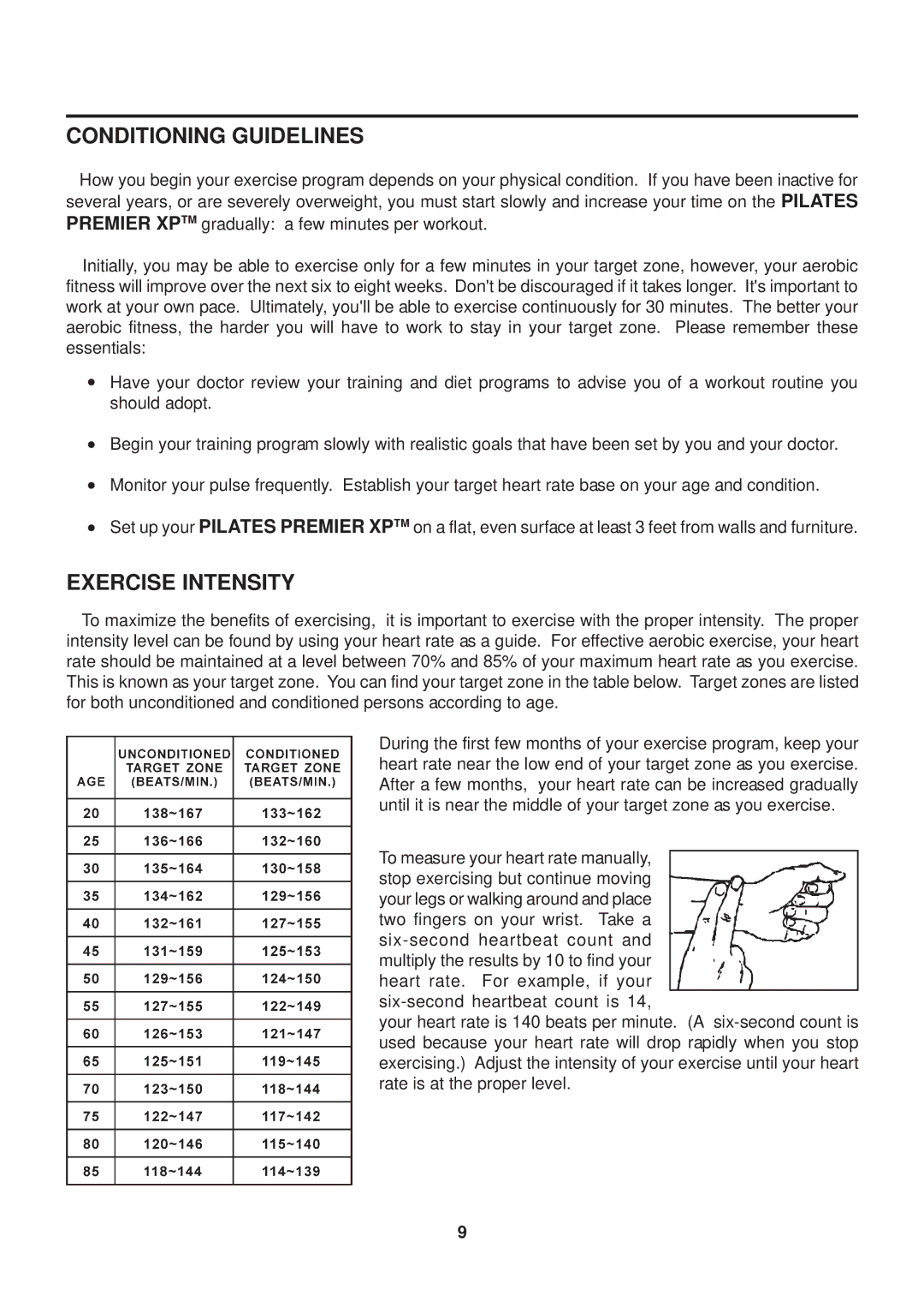 Stamina Products 55-5510C owner manual Conditioning Guidelines, Exercise Intensity 