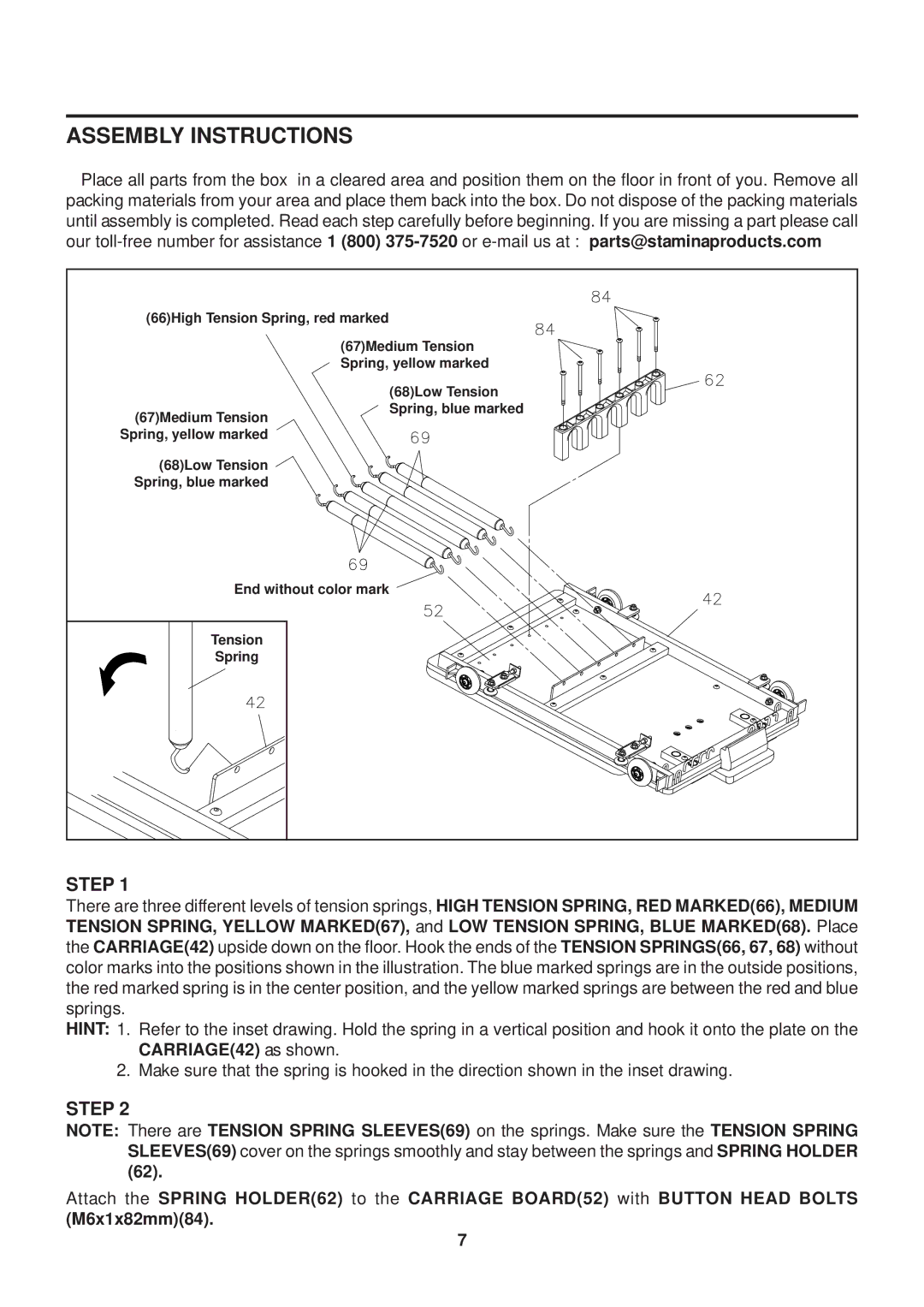 Stamina Products 55-5686B owner manual Assembly Instructions, Step 