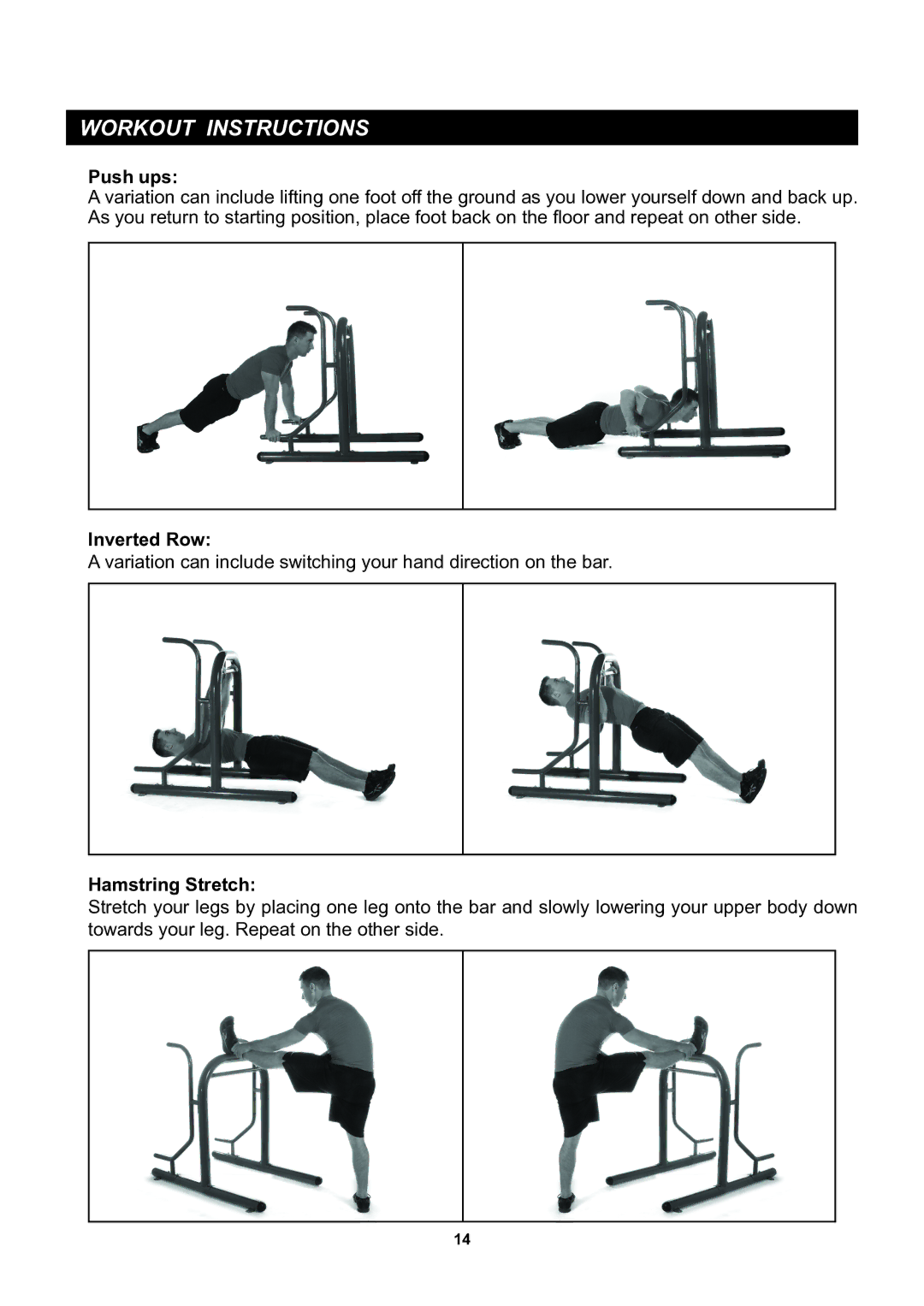 Stamina Products 65-1380 owner manual Inverted Row 