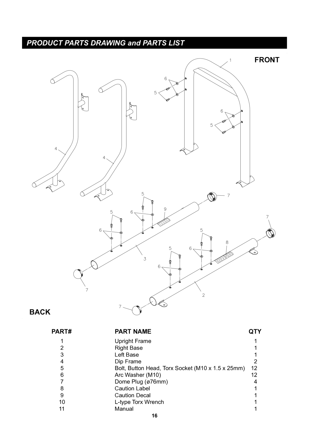 Stamina Products 65-1380 owner manual Product Parts Drawing and Parts List 