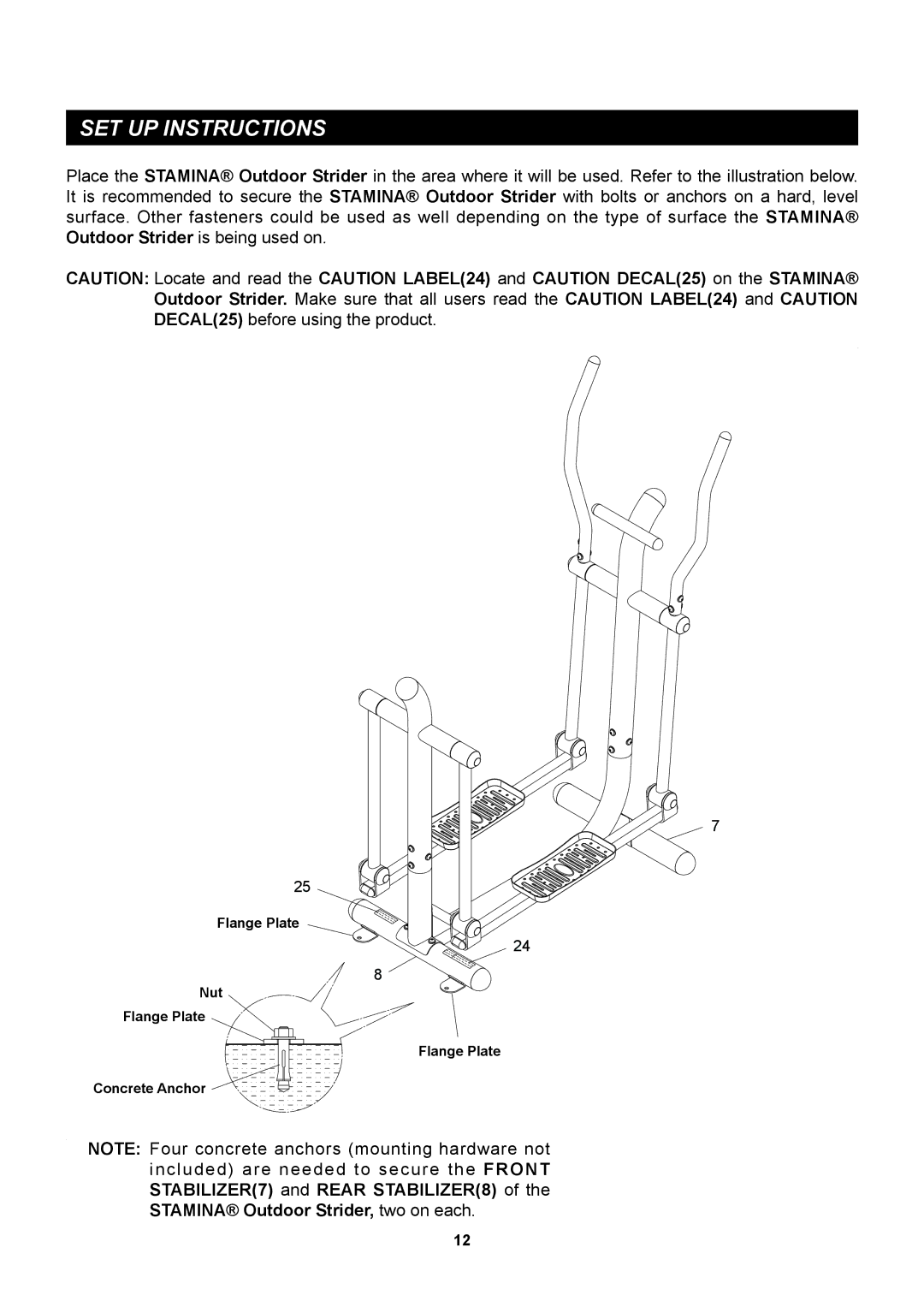 Stamina Products 65-1770 owner manual SET UP Instructions 